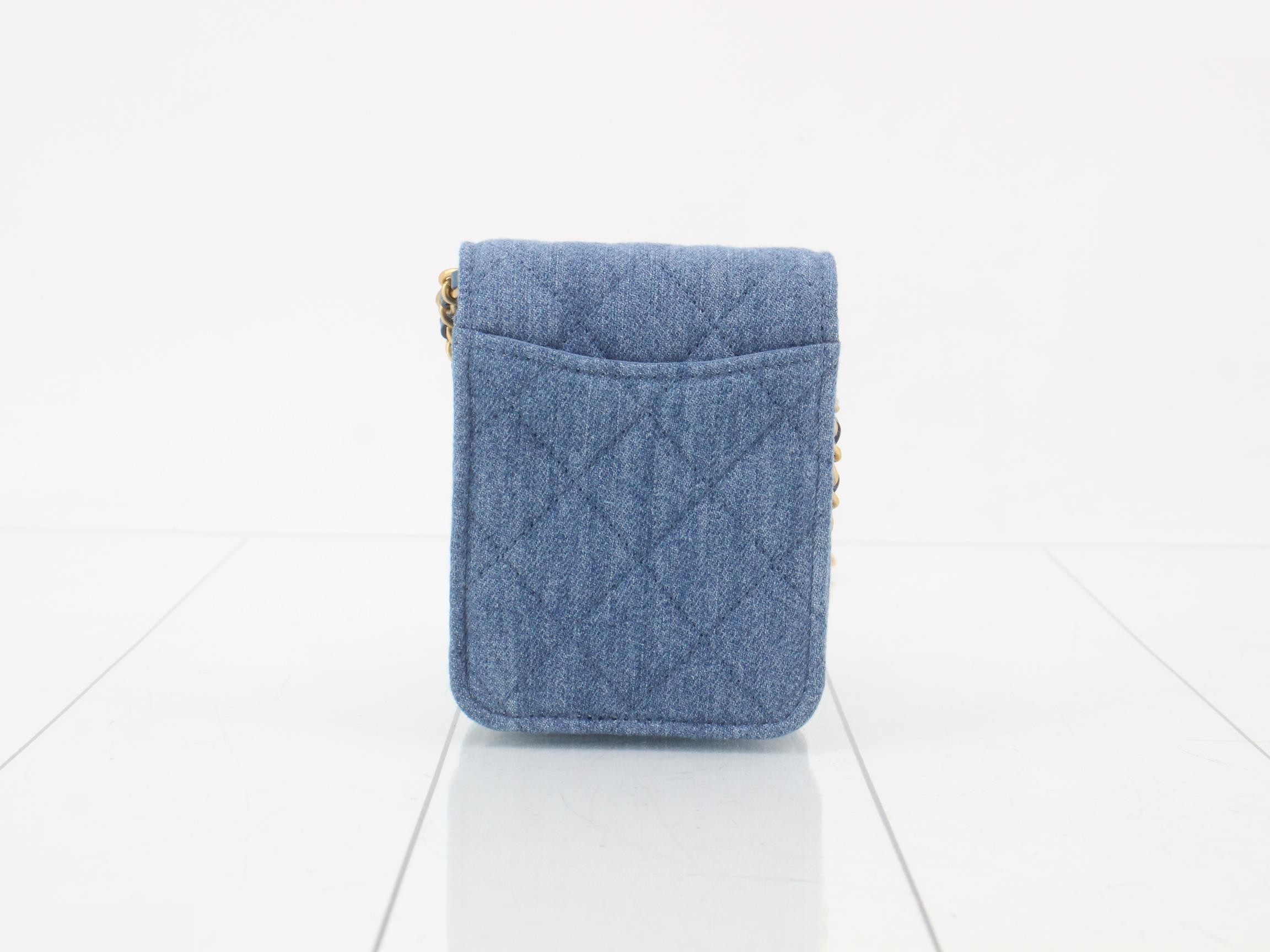 Denim Matelassé Mini Chain Shoulder Bag (Random Number) — view 2