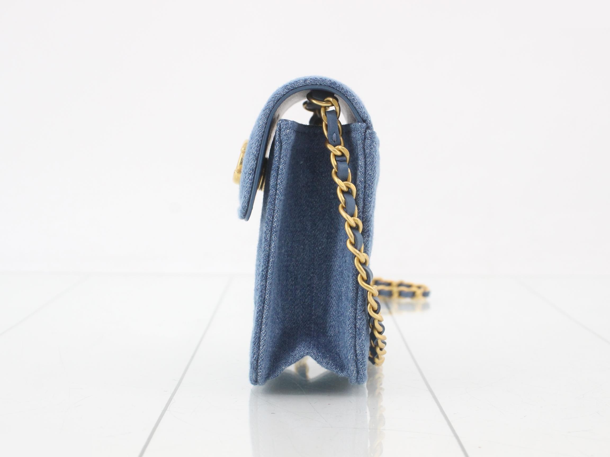 Denim Matelassé Mini Chain Shoulder Bag (Random Number) — view 3
