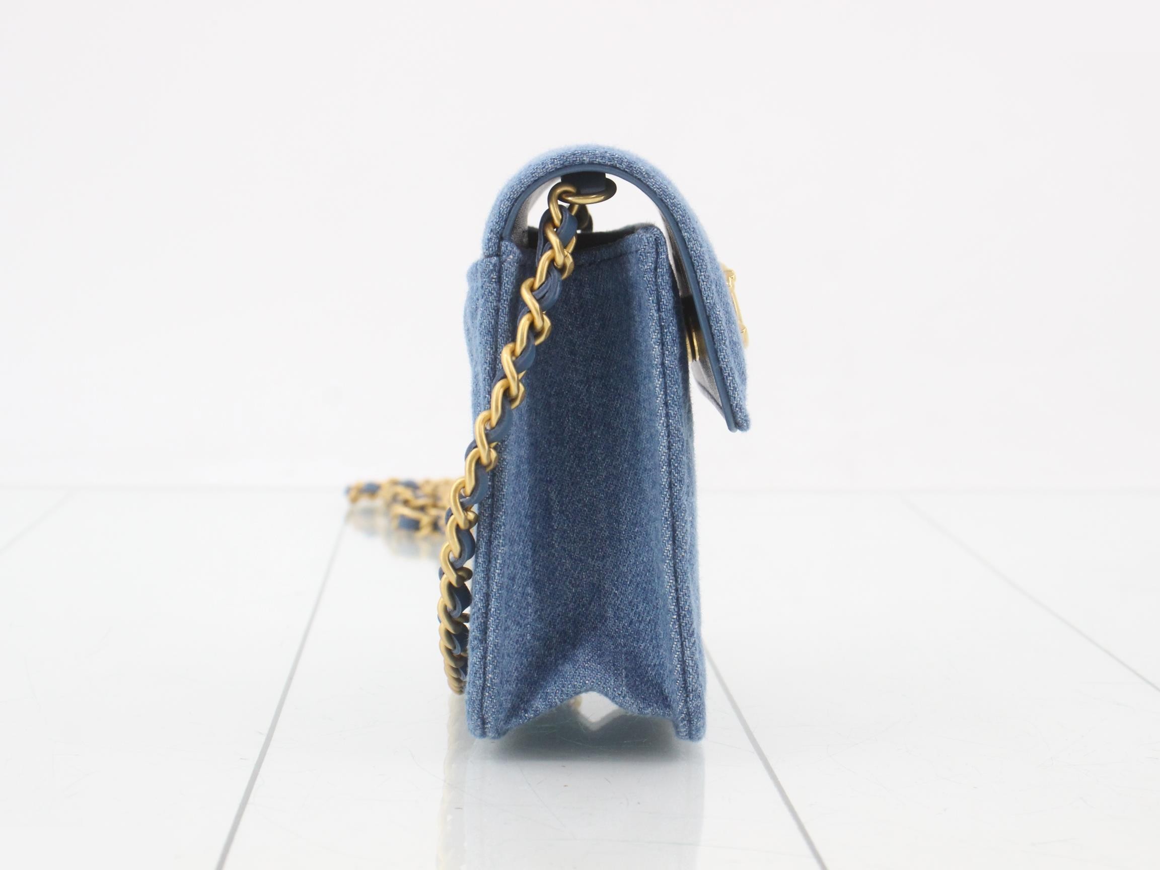 Denim Matelassé Mini Chain Shoulder Bag (Random Number) — view 4