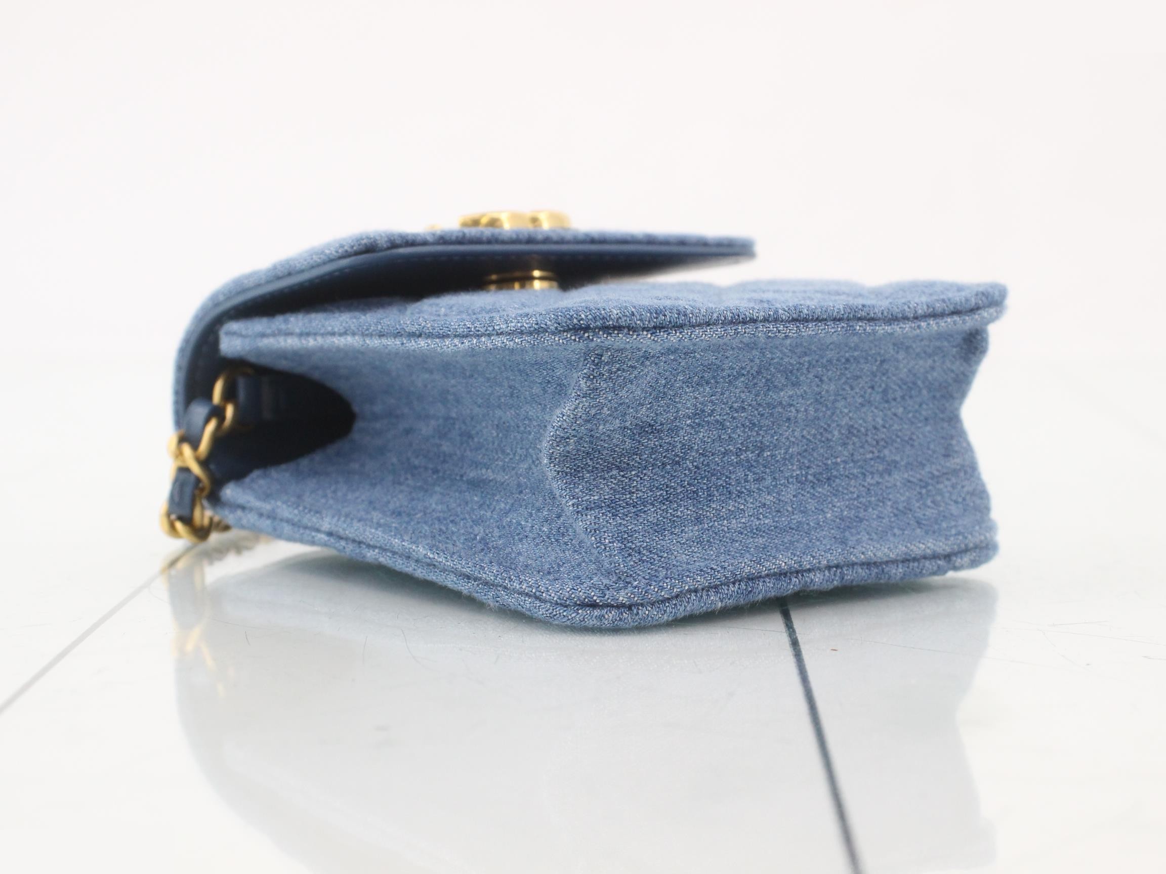 Denim Matelassé Mini Chain Shoulder Bag (Random Number) — view 5