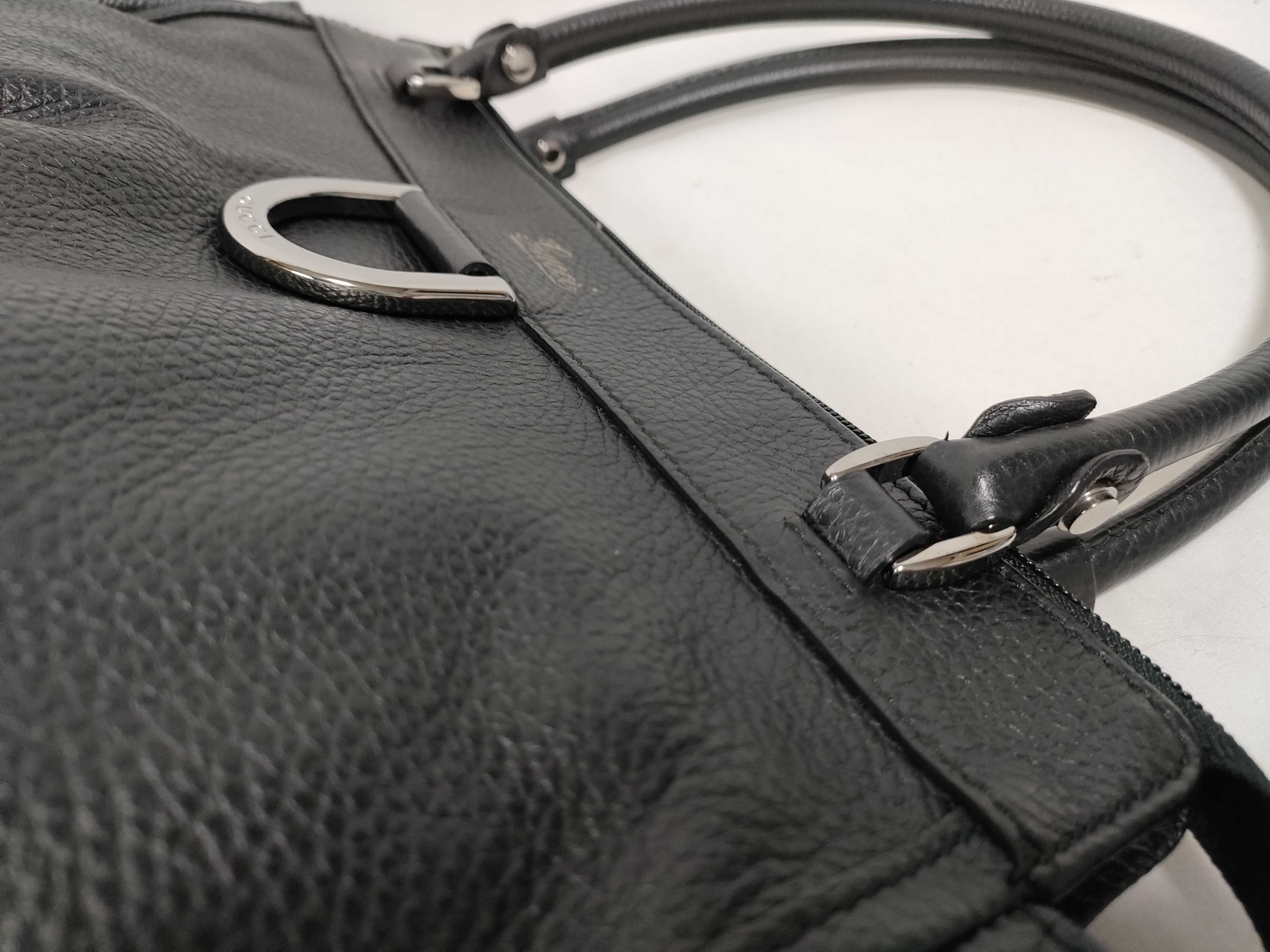 Black Leather D-Buckle Single-Shoulder Bag (Handbag) — view 5