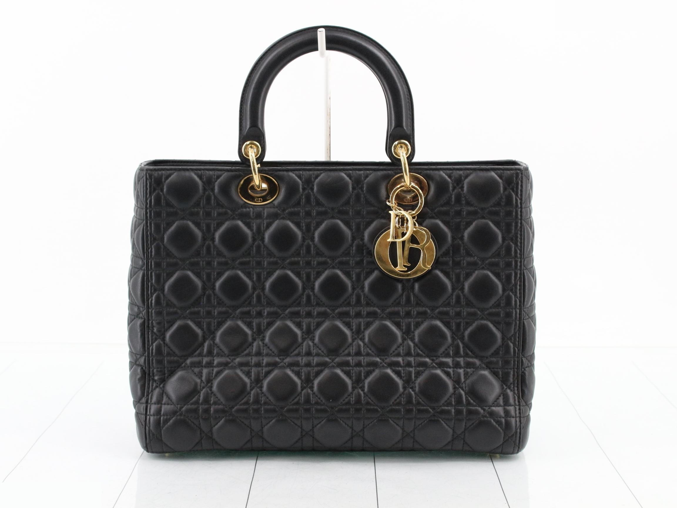 Lady Dior Large Lambskin Tote Bag