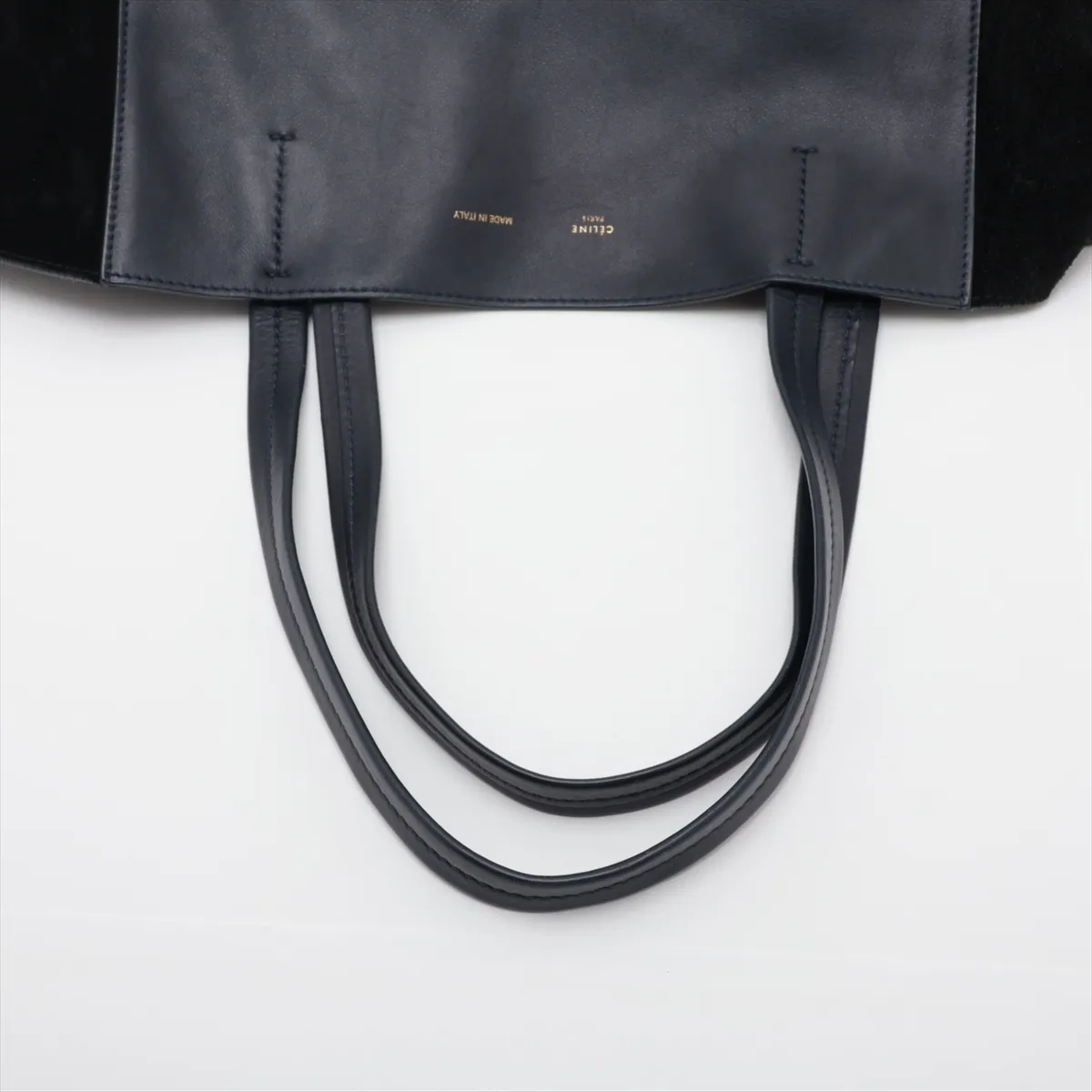 Cabas Phantom Leather x Suede Tote Bag, Navy x Black — view 5