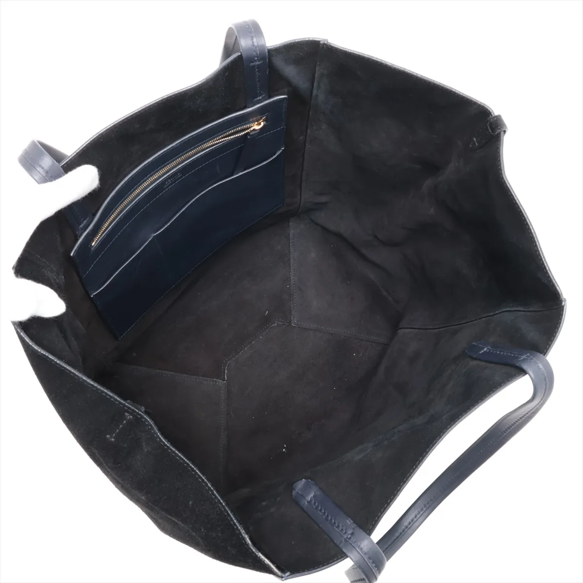 Cabas Phantom Leather x Suede Tote Bag, Navy x Black — view 7