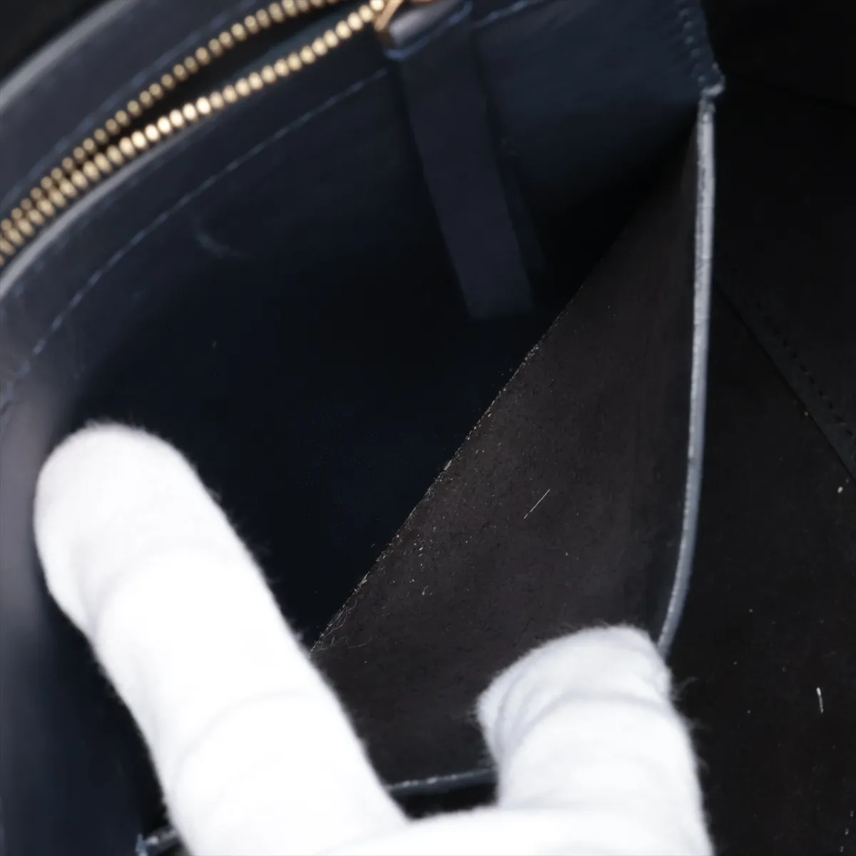 Cabas Phantom Leather x Suede Tote Bag, Navy x Black — view 9