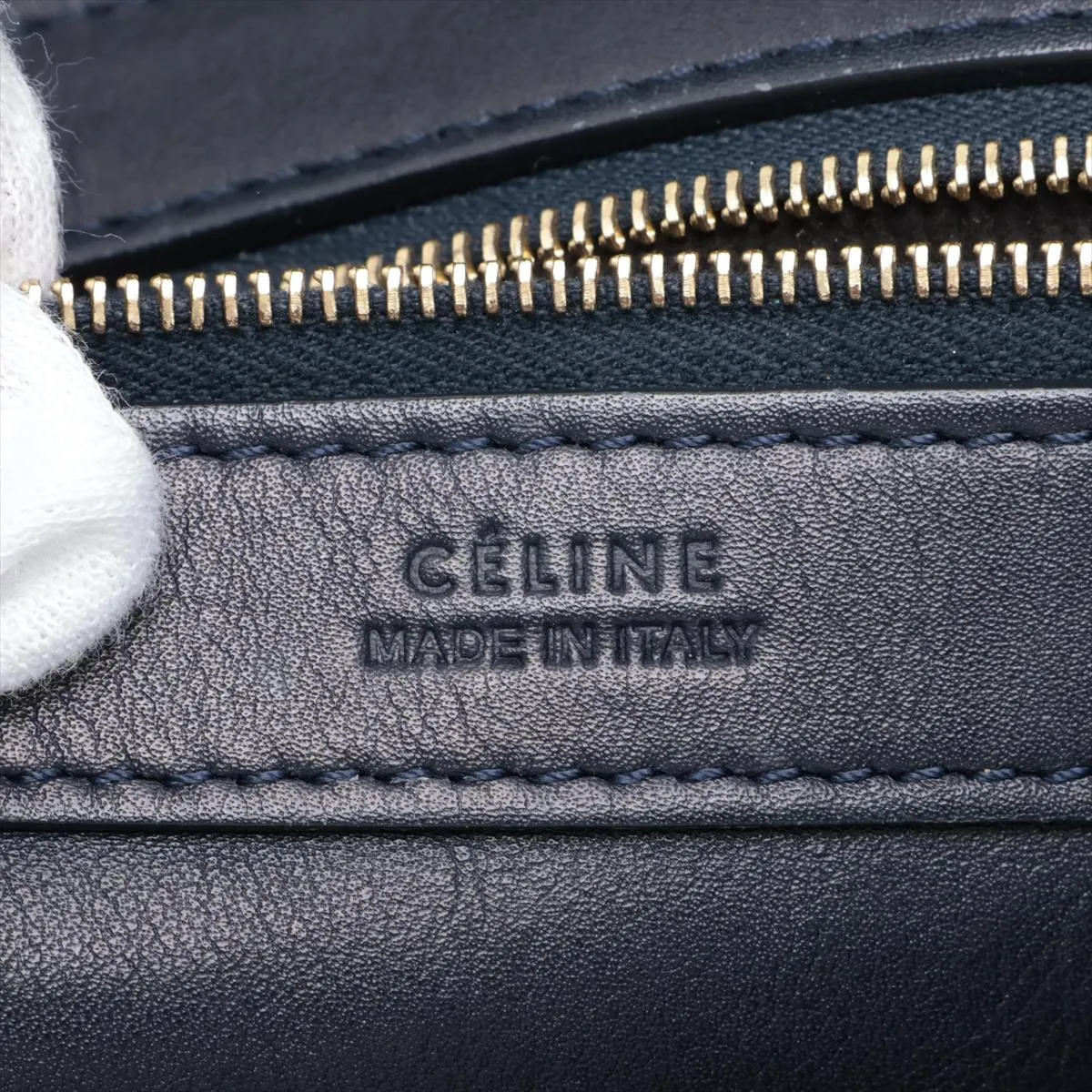 Cabas Phantom Leather x Suede Tote Bag, Navy x Black — view 10