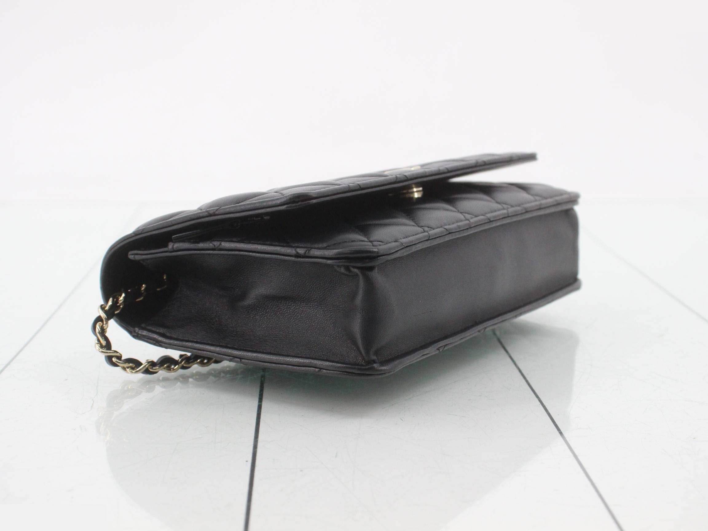Matelassé Chain Shoulder Bag, Black — view 5
