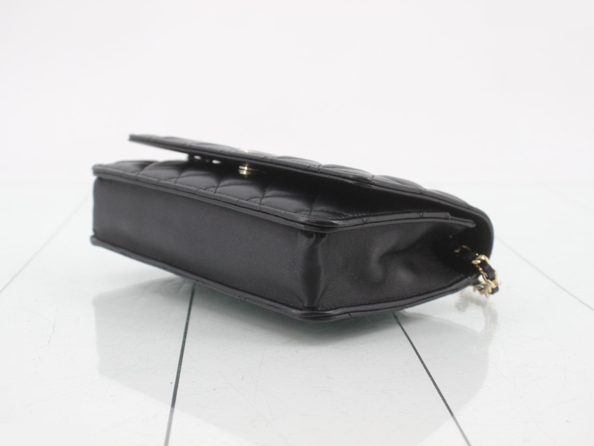 Matelassé Chain Shoulder Bag, Black — view 6