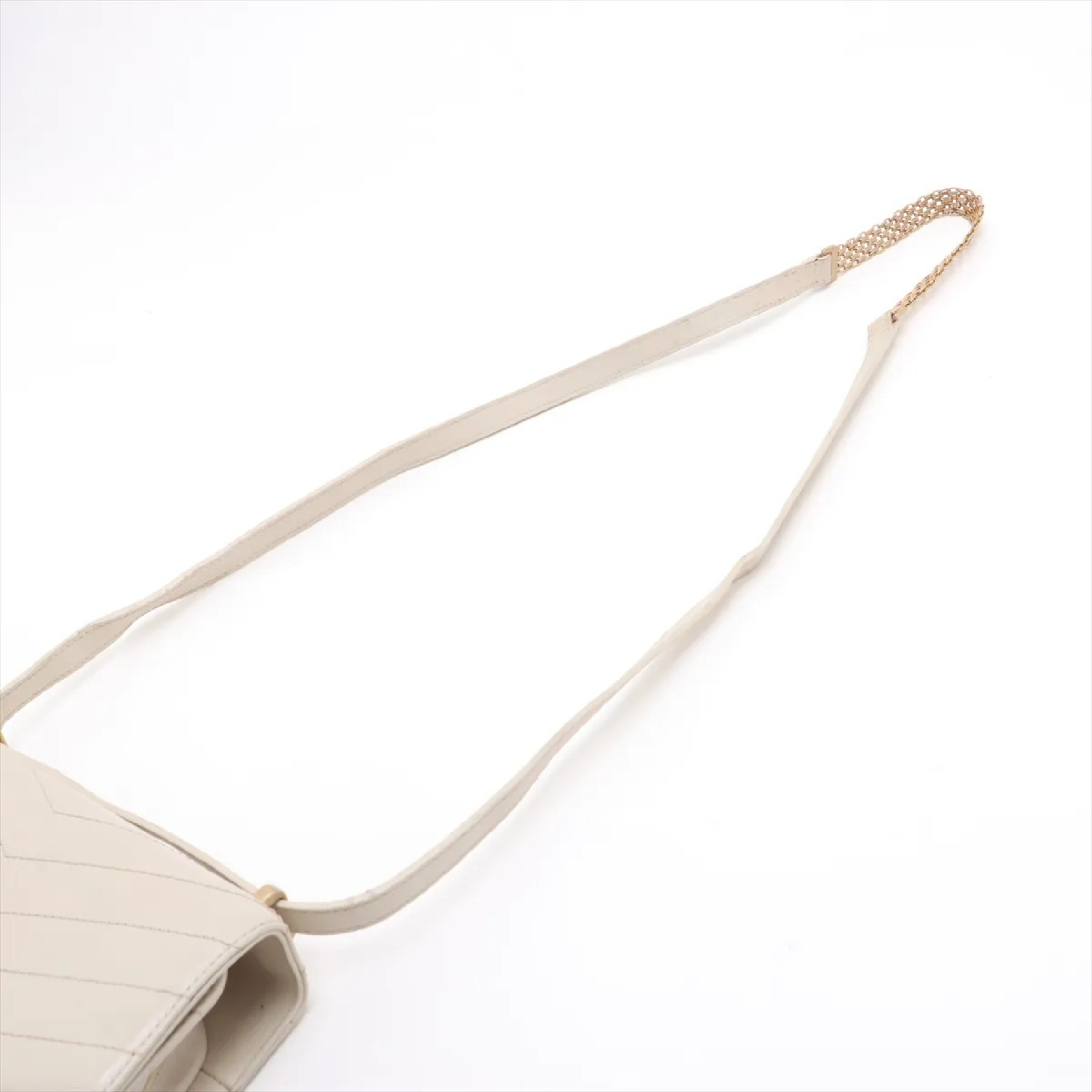 Chevron Leather Chain Shoulder Bag V-Stitch Shoulder Bag — view 3
