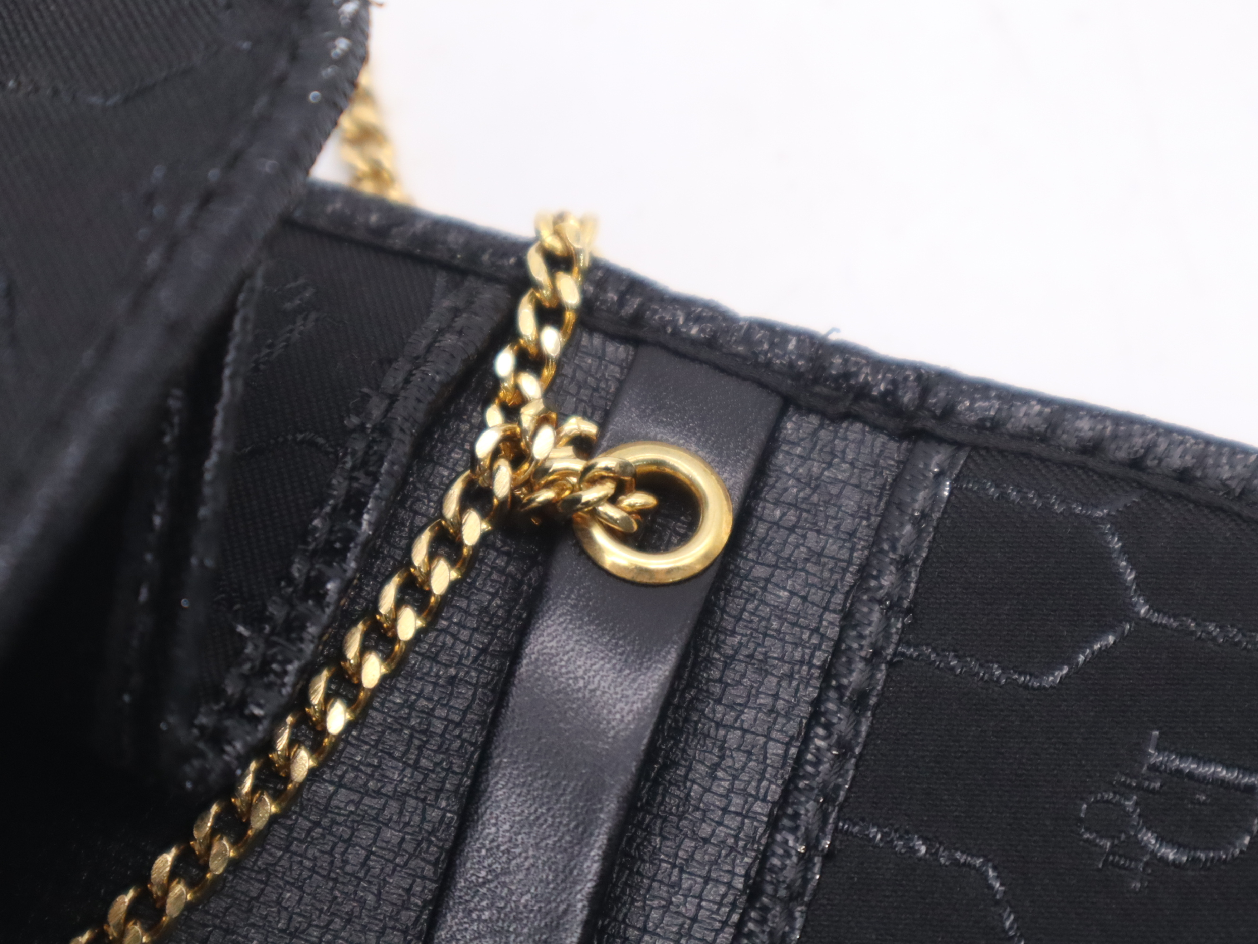 Canvas Chain Shoulder Bag, Black, with Box — view 7
