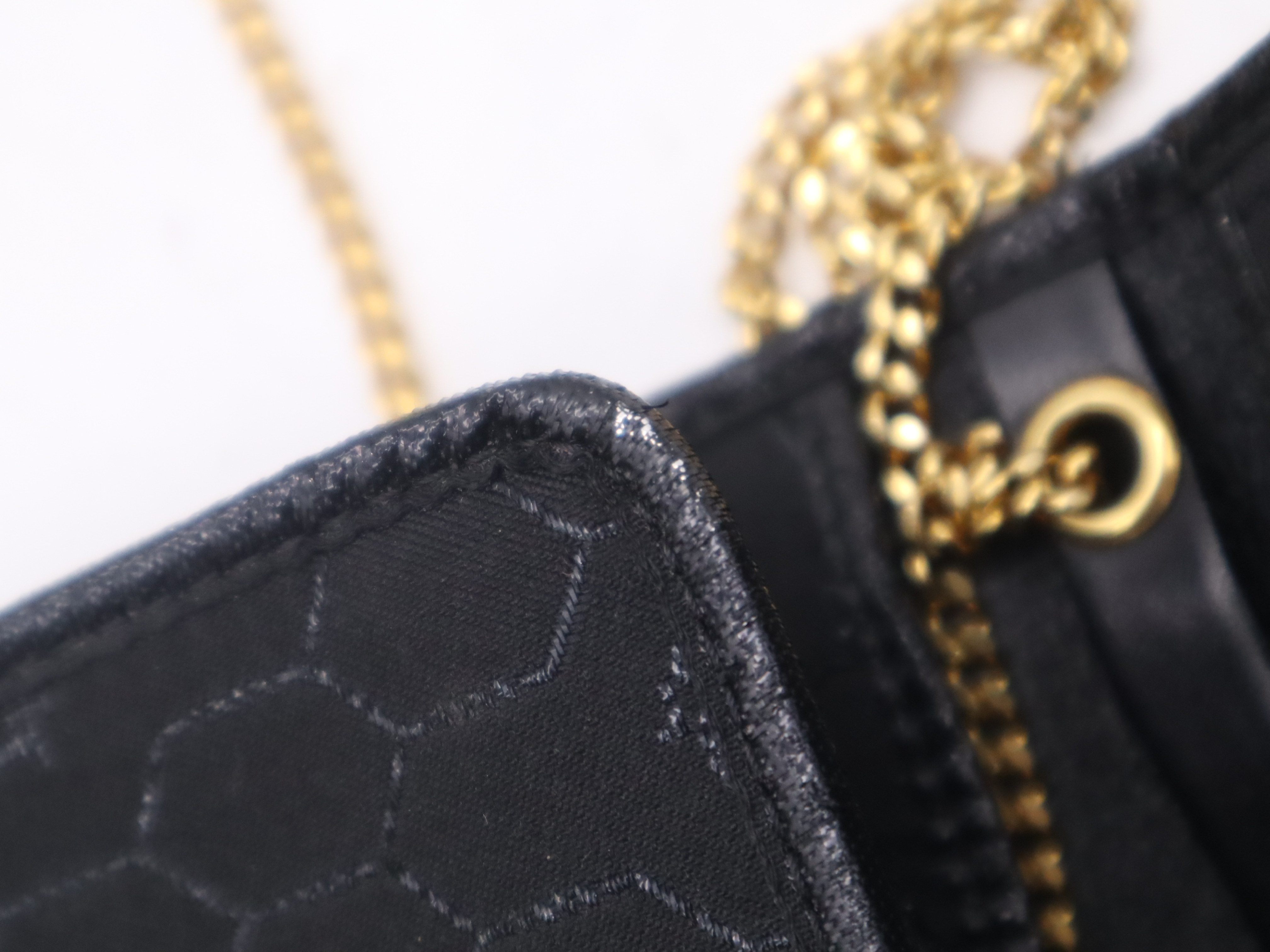 Canvas Chain Shoulder Bag, Black, with Box — view 9