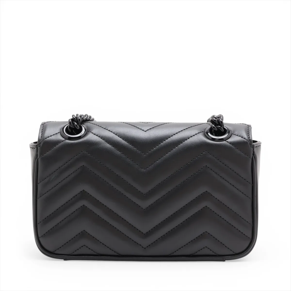 GG Marmont Leather Chain Shoulder Bag, Black, 446744 — view 2
