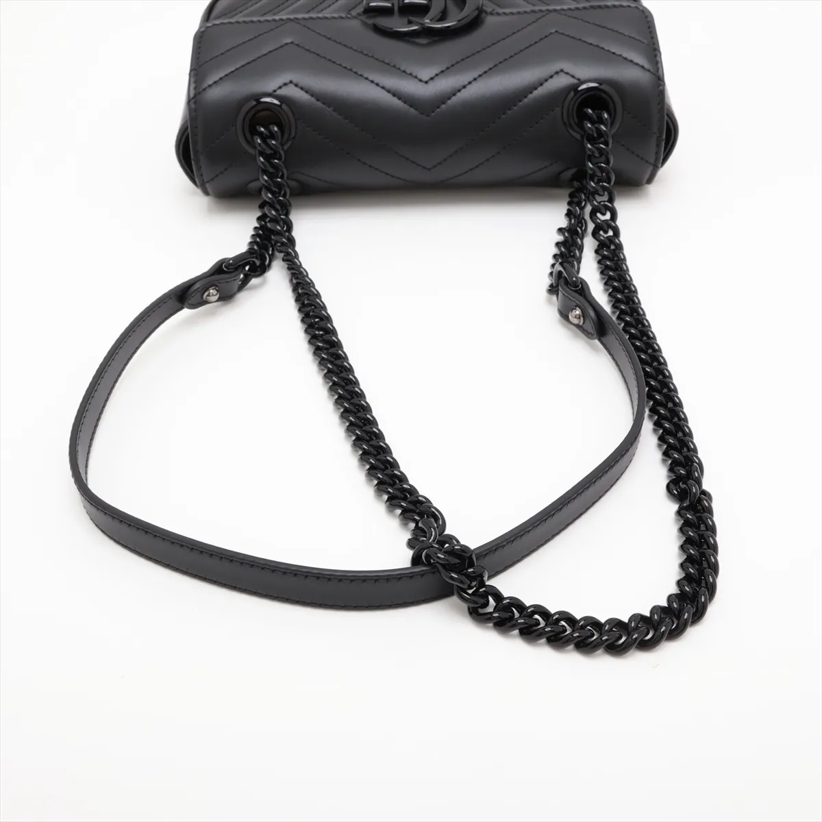 GG Marmont Leather Chain Shoulder Bag, Black, 446744 — view 5