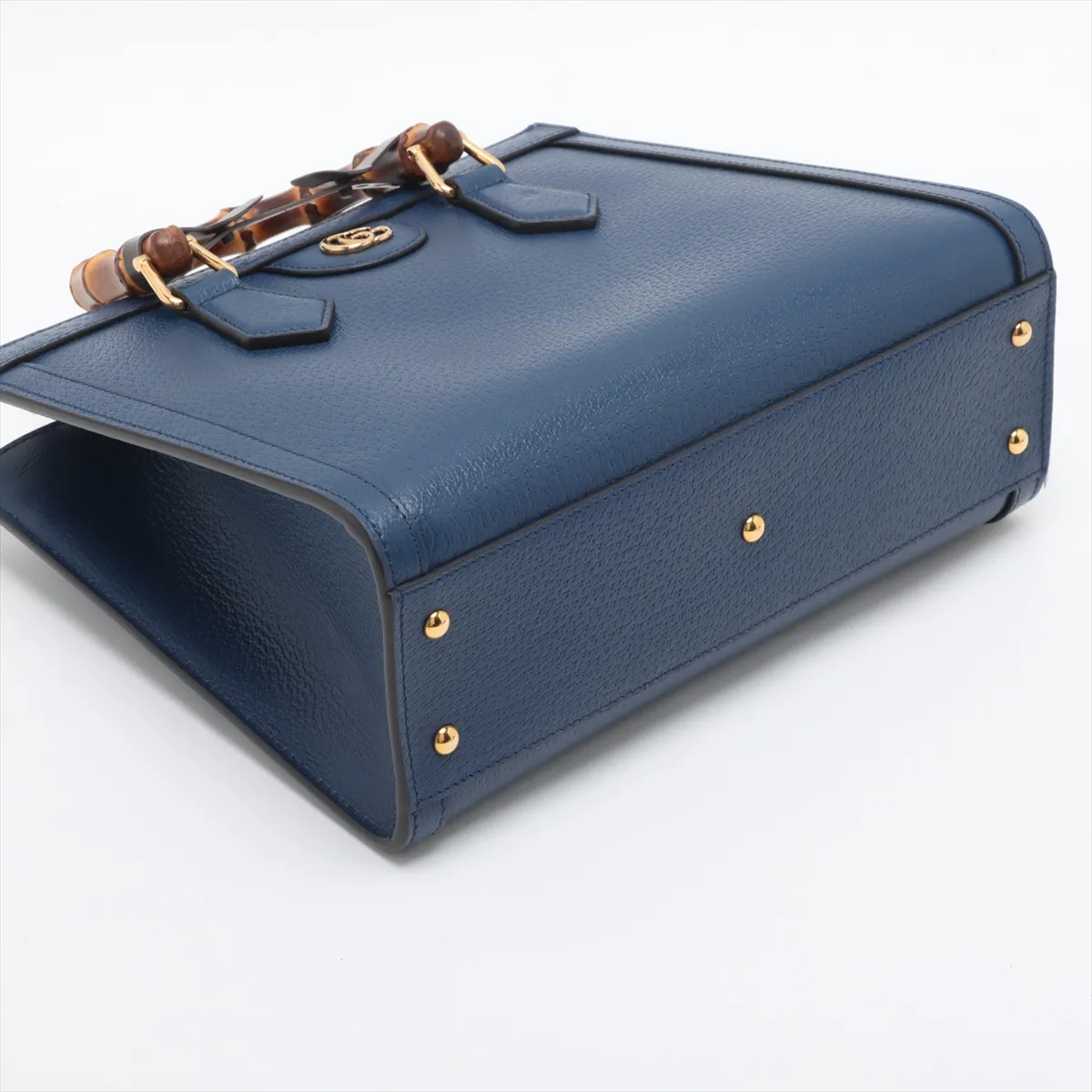 Bamboo Diana Leather 2-Way Handbag, Blue, 702721, with initials. — view 4