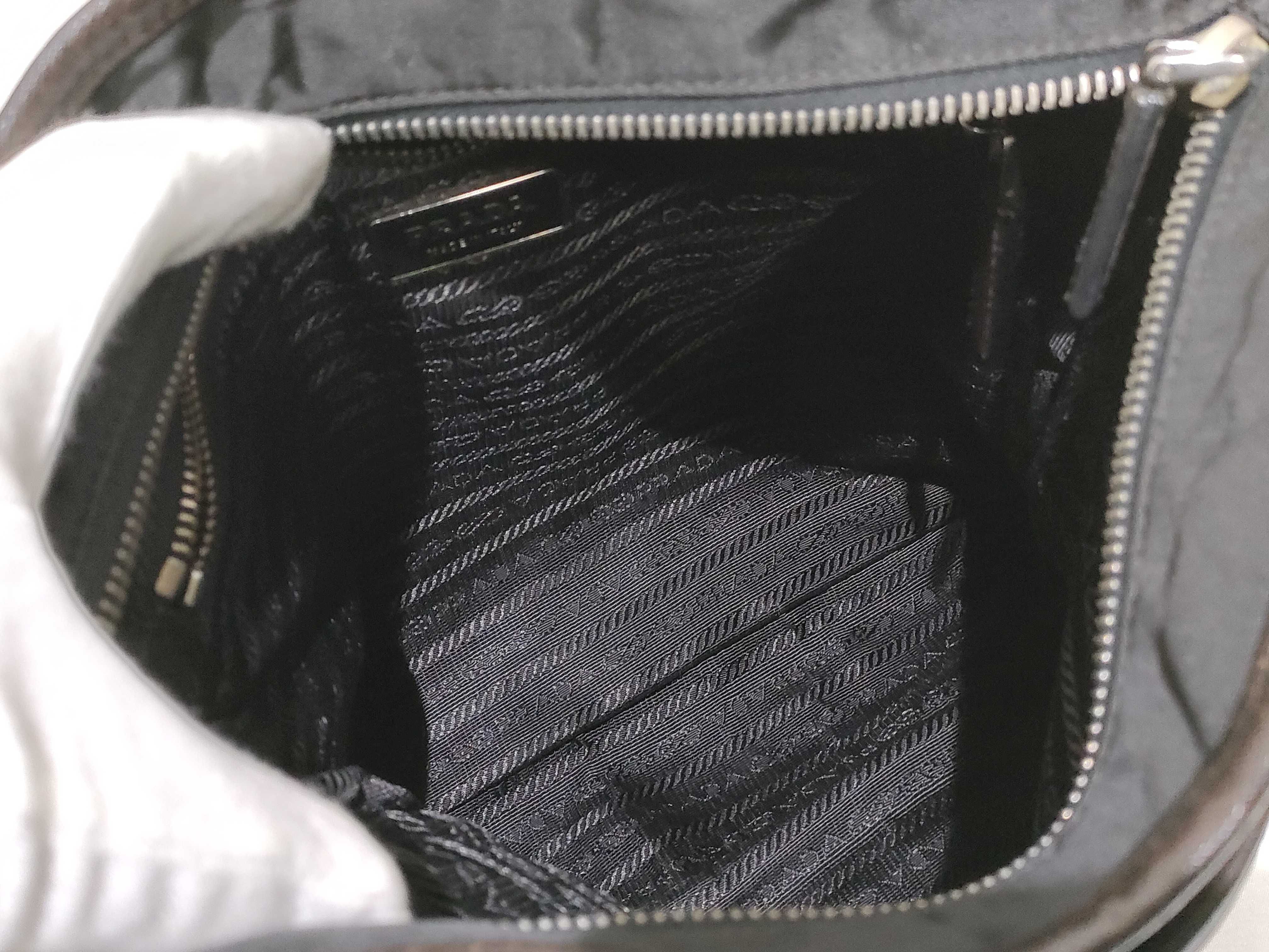 Nylon Saffiano Leather Shoulder Bag — view 9