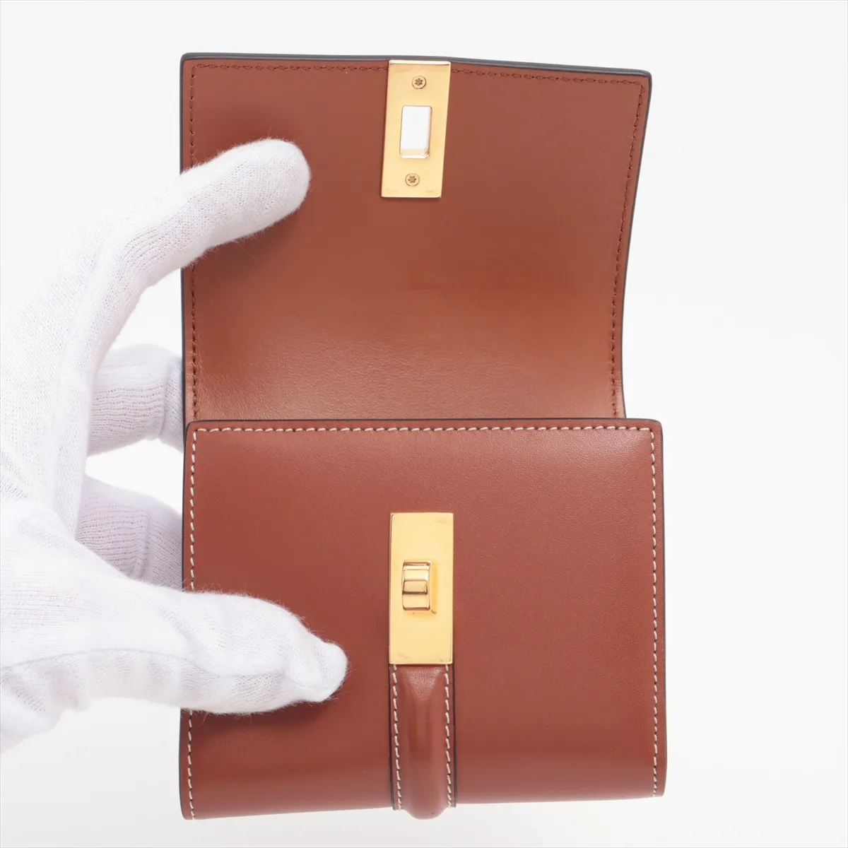 Small Trifold Wallet 16 Leather Compact Wallet Brown — view 3