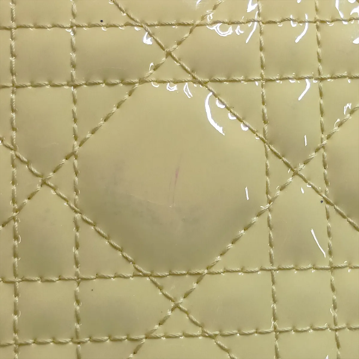 Lady Dior Cannage Patent Leather Round Zip Wallet Yellow — view 14