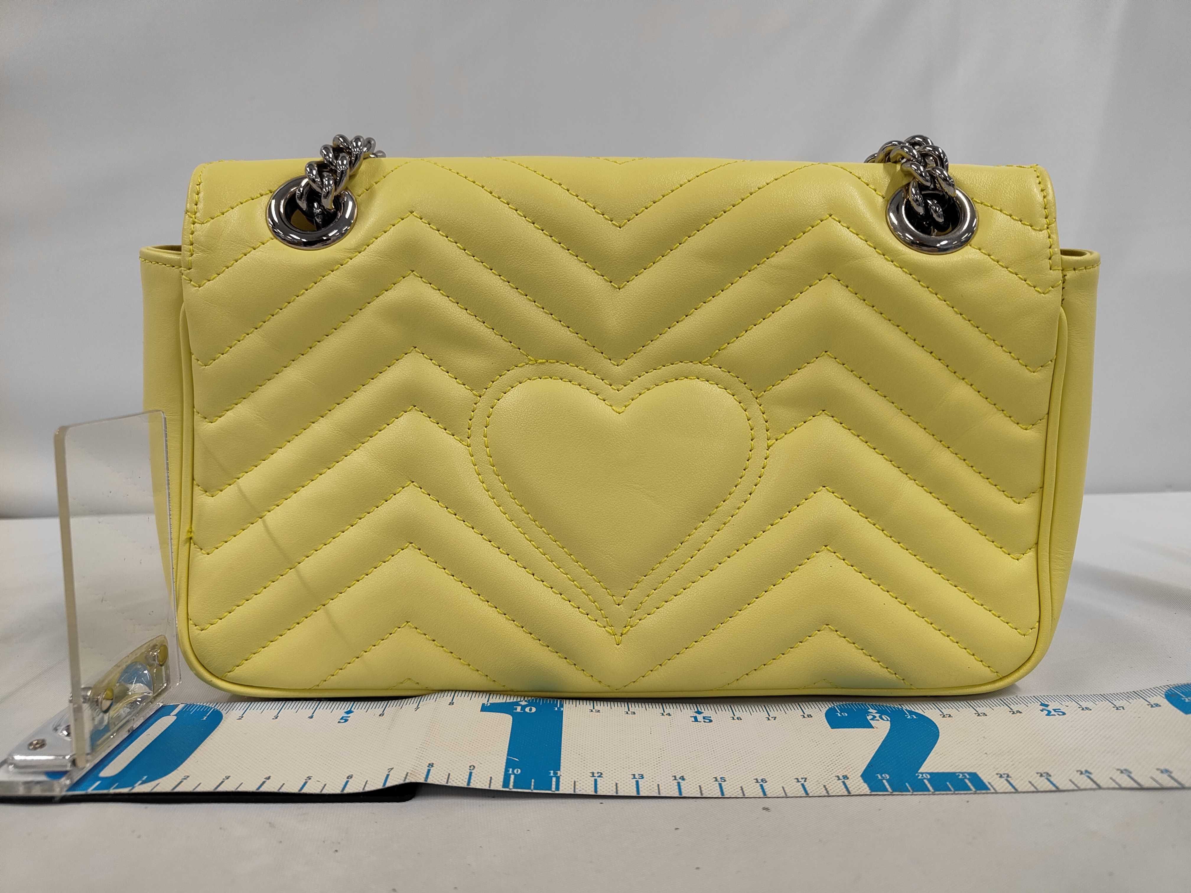 GG Marmont Leather Chain Shoulder Bag, Yellow — view 2