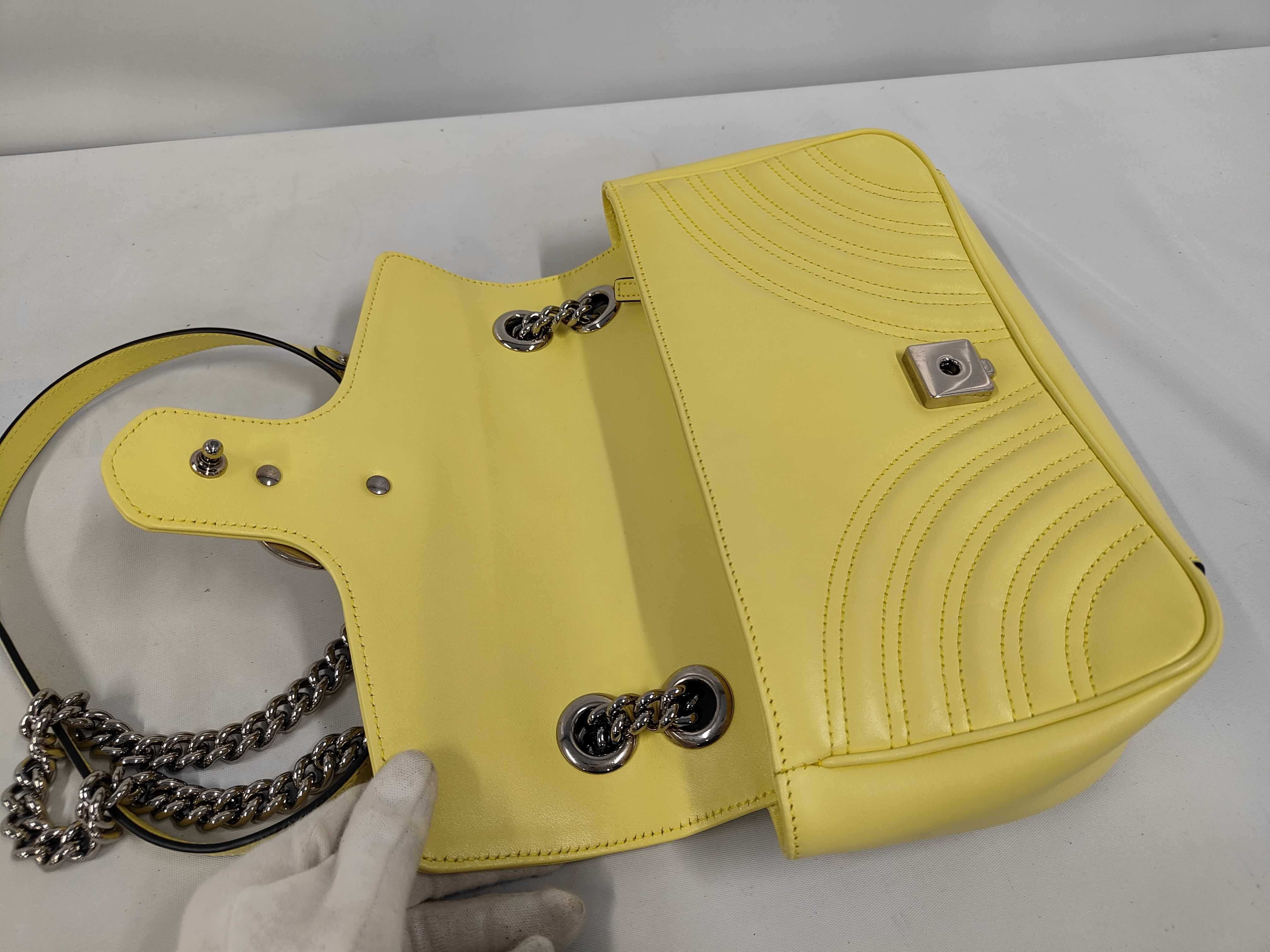 GG Marmont Leather Chain Shoulder Bag, Yellow — view 7