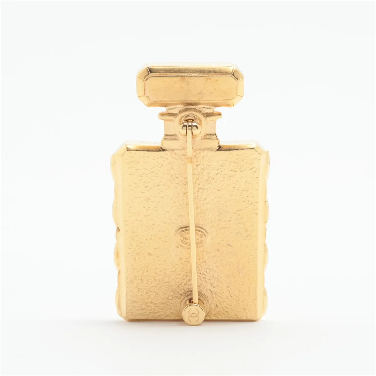 Coco Mark Perfume Bottle F20A Brooch, Gold Plated with Rhinestones and Faux Pearls. Shows — view 2