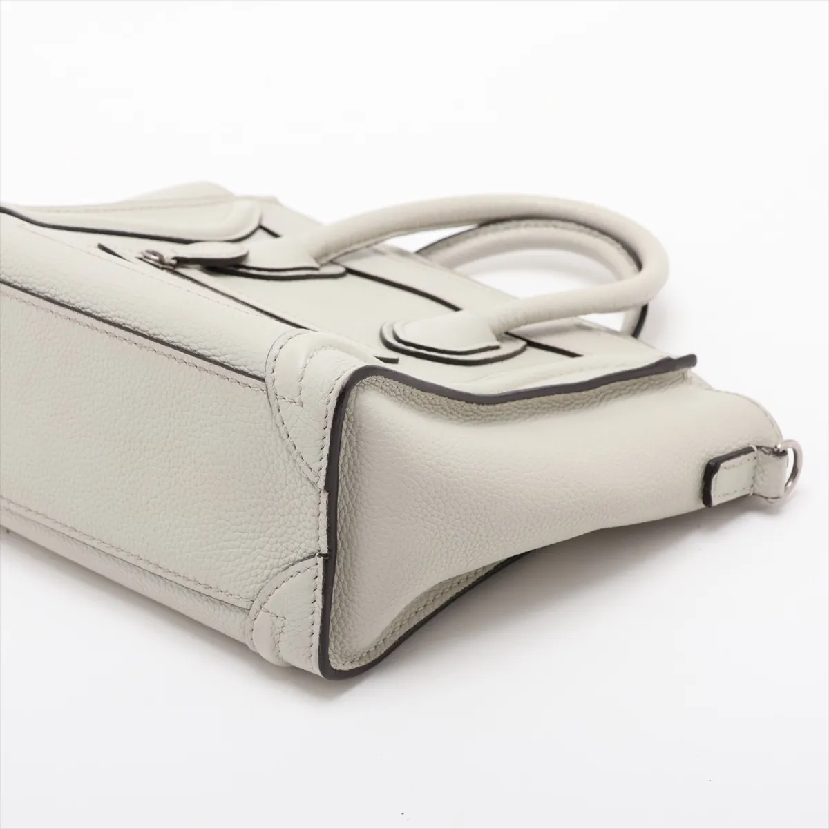 Luggage Nano Shopper Leather 2-Way Handbag, White — view 3