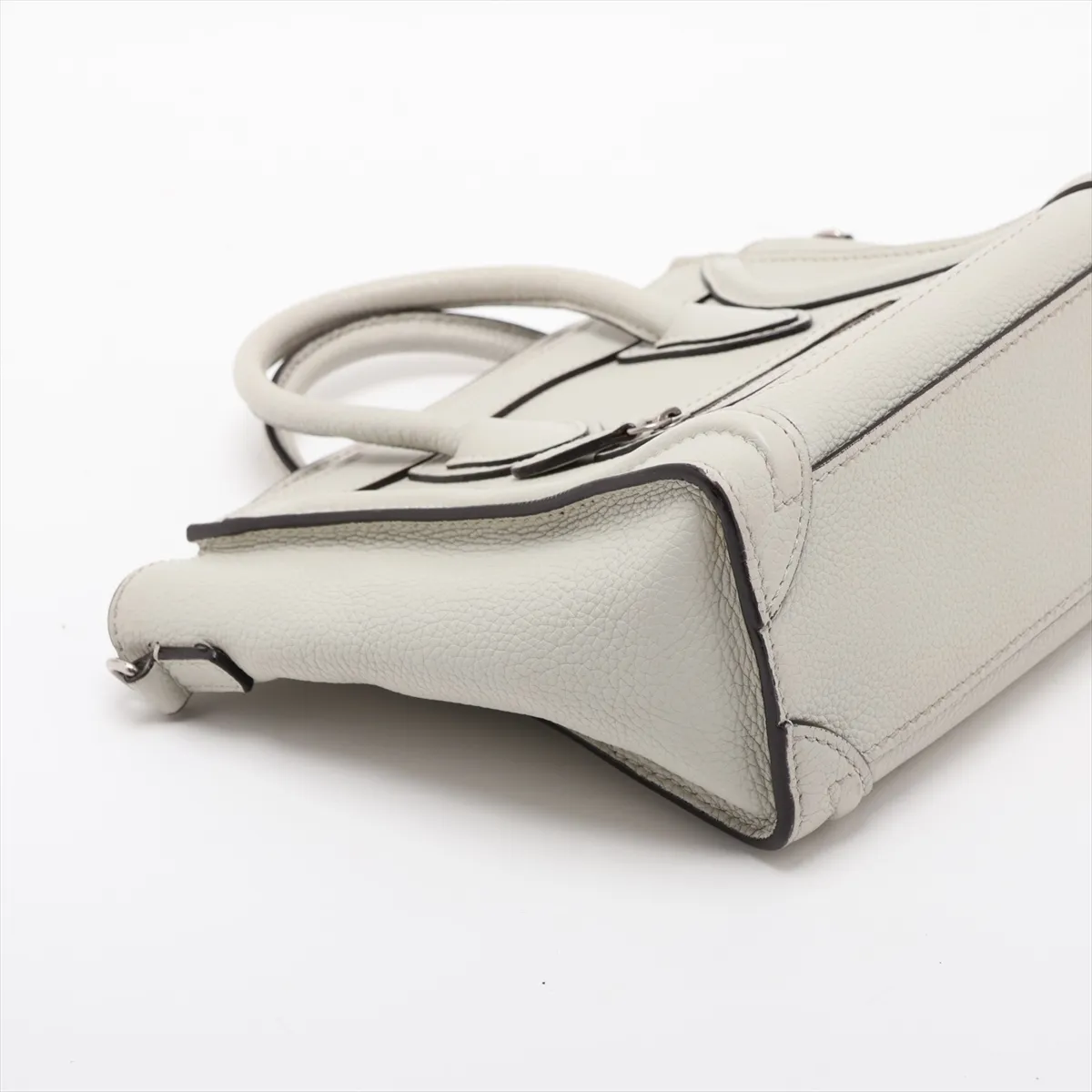 Luggage Nano Shopper Leather 2-Way Handbag, White — view 4
