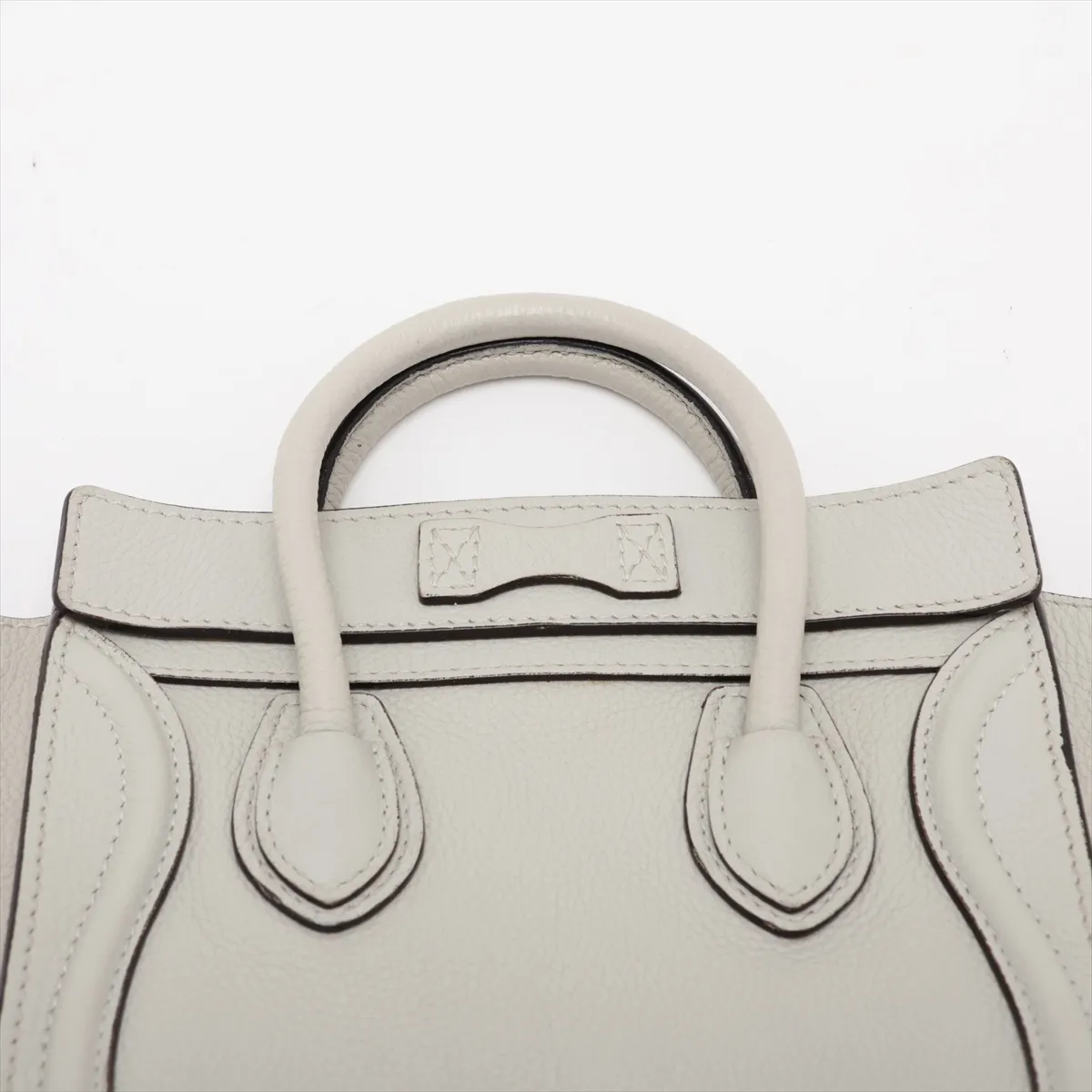 Luggage Nano Shopper Leather 2-Way Handbag, White — view 6