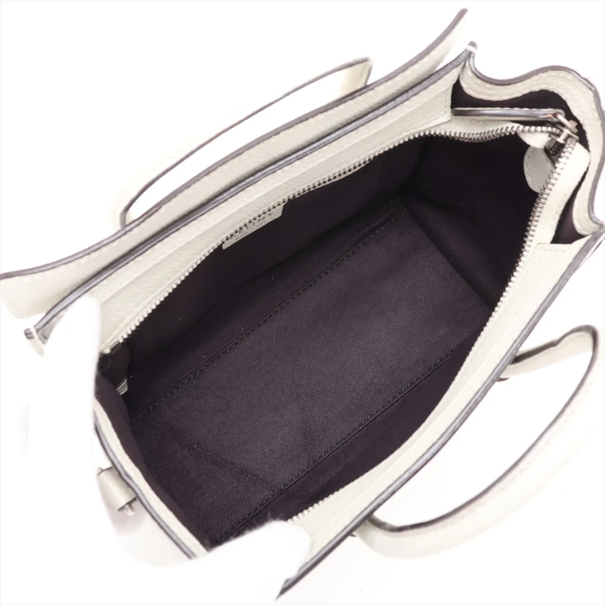Luggage Nano Shopper Leather 2-Way Handbag, White — view 8