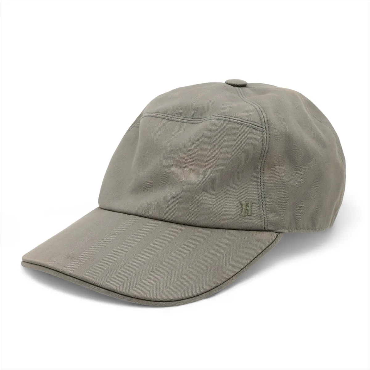H-logo cap, size 59, cotton, green. Shows signs of wear,