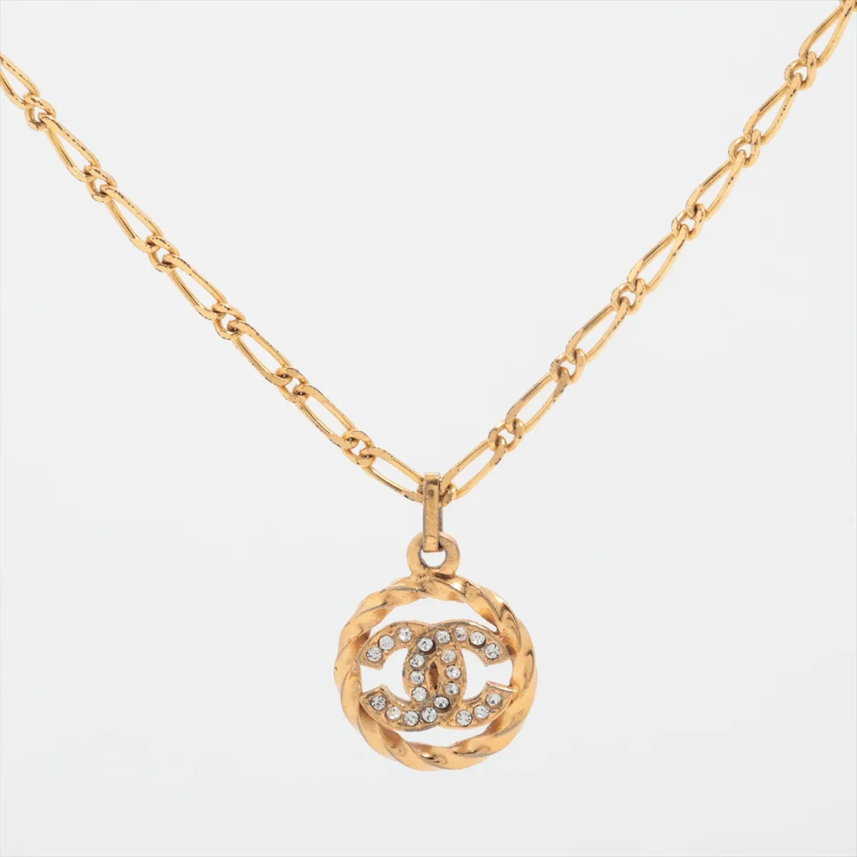 Coco Mark 1982 Necklace, GP x Rhinestone, Gold.