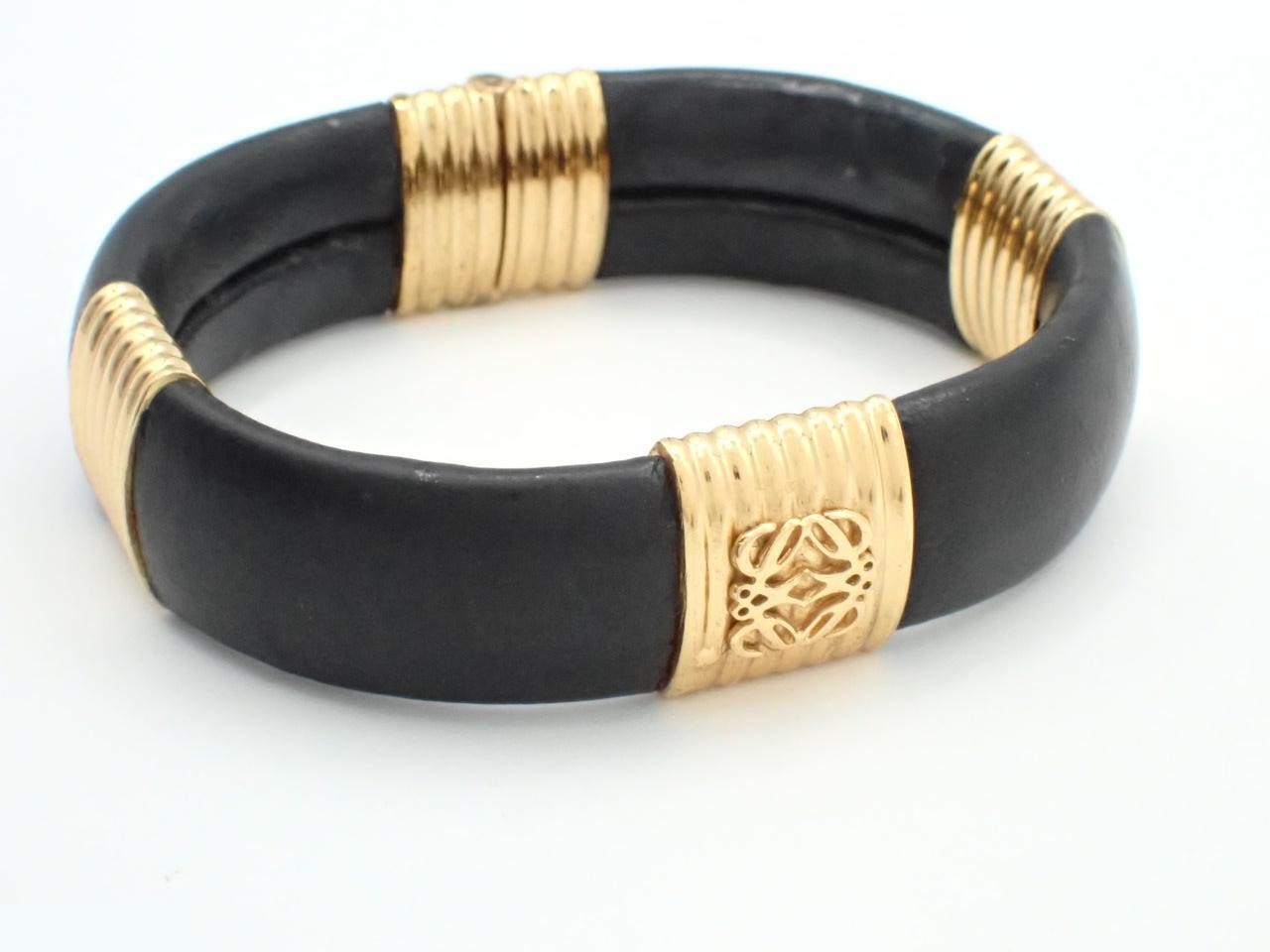 Anagram Gold (plated) / Black (lambskin) Bracelet/Bangle — view 3