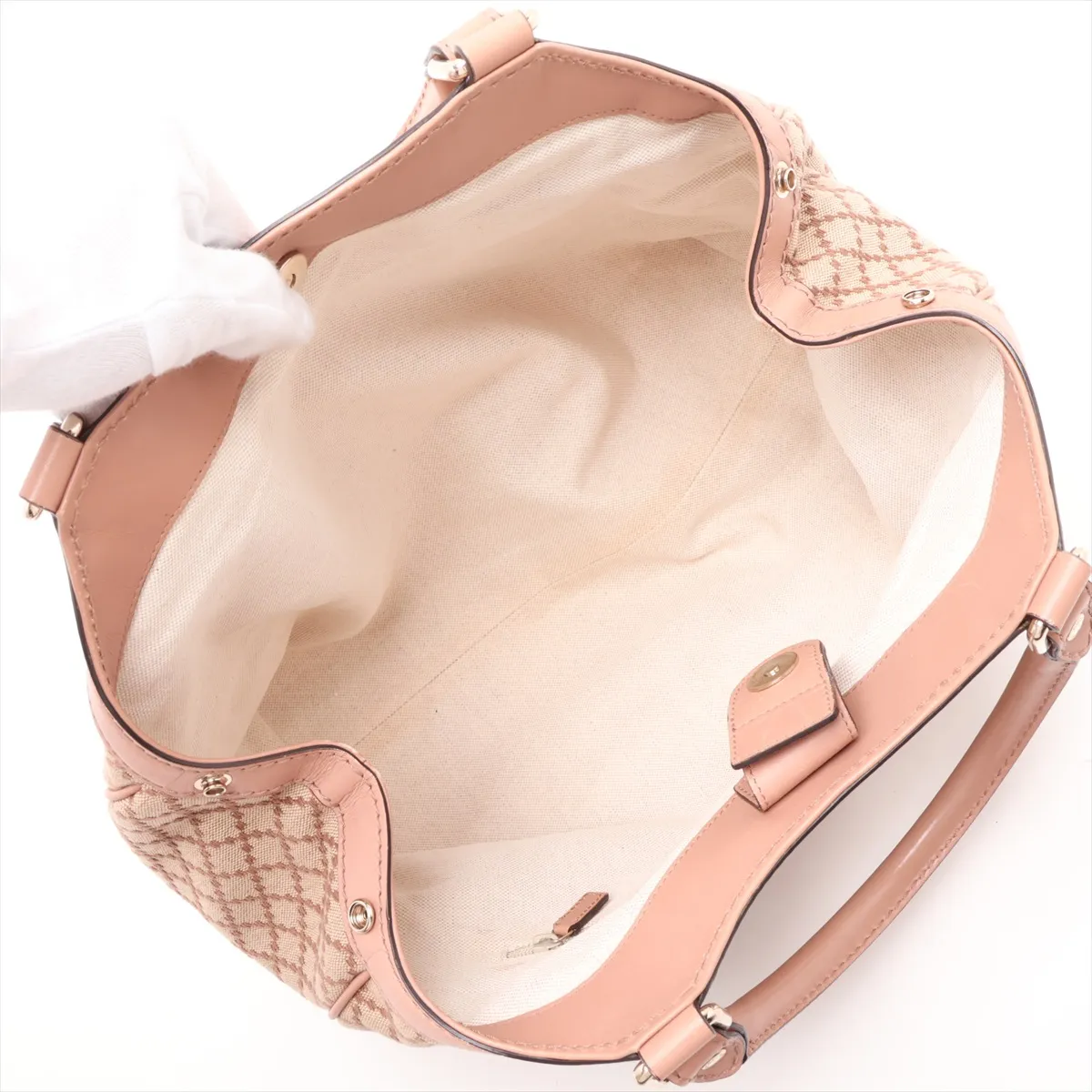 Diamante Sukey 211944 Canvas x Leather Handbag Beige x Pink — view 7