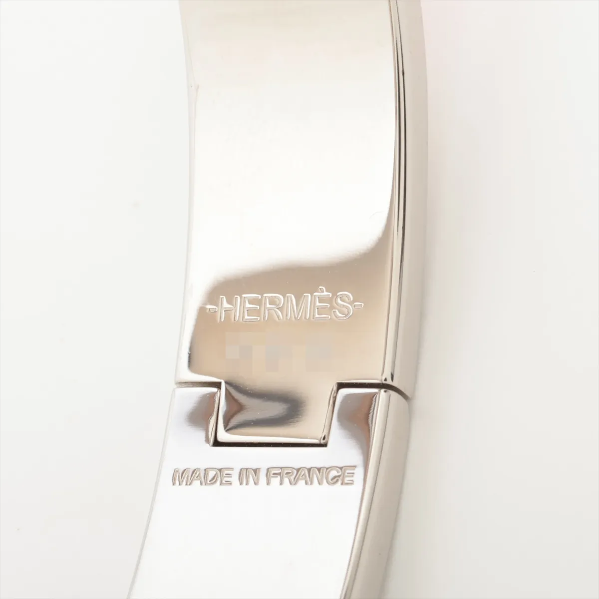 Clic Clac H Bangle Bracelet, Enamel x Metal, Orange x Silver, — view 6