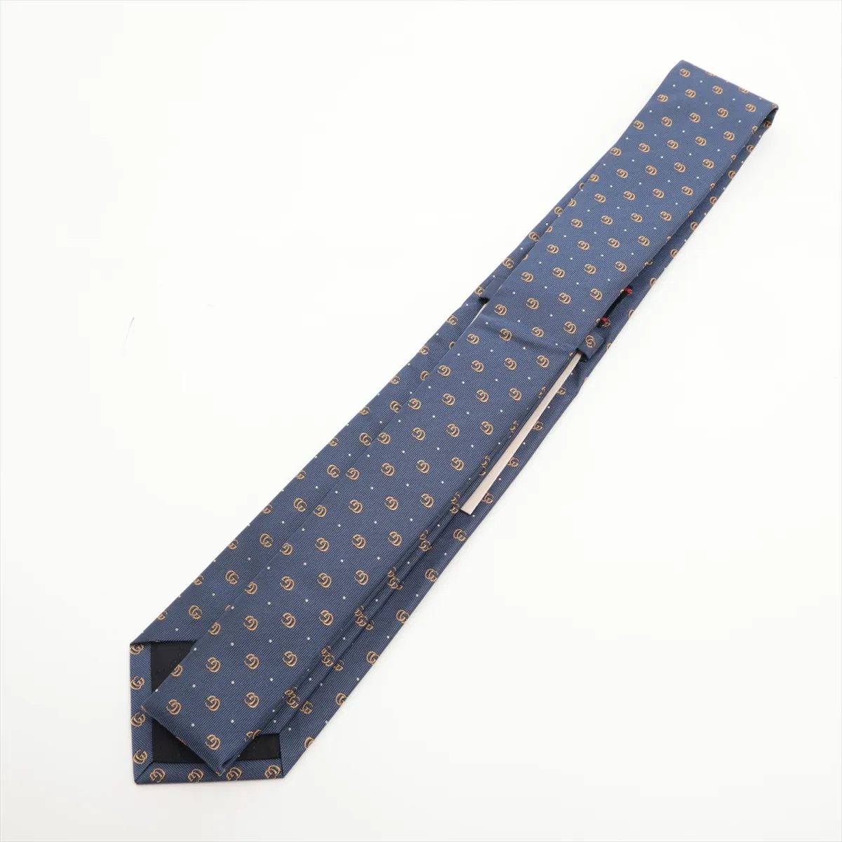 699659 GG Tie, Silk, Navy, Shows signs of wear, — view 2