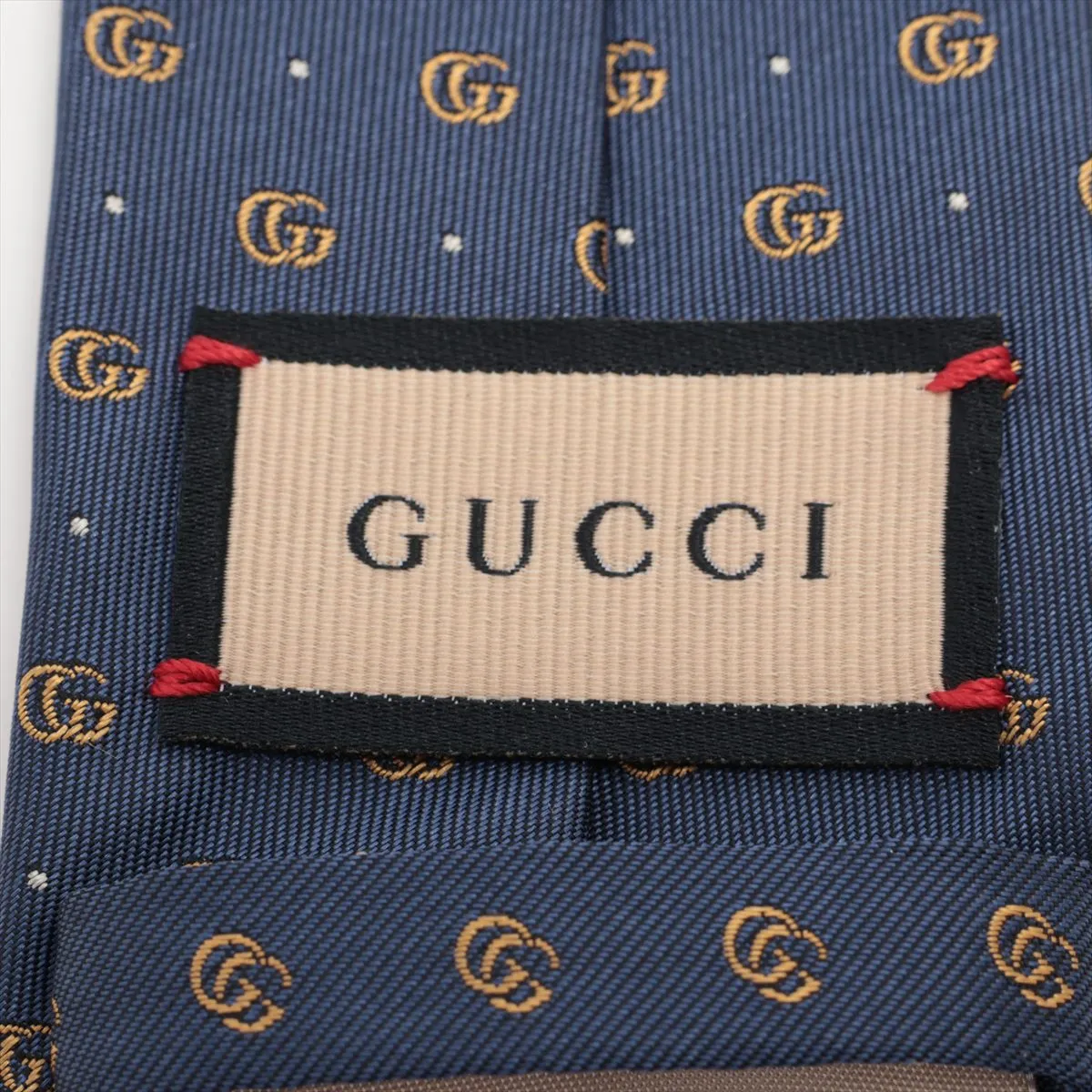 699659 GG Tie, Silk, Navy, Shows signs of wear, — view 3