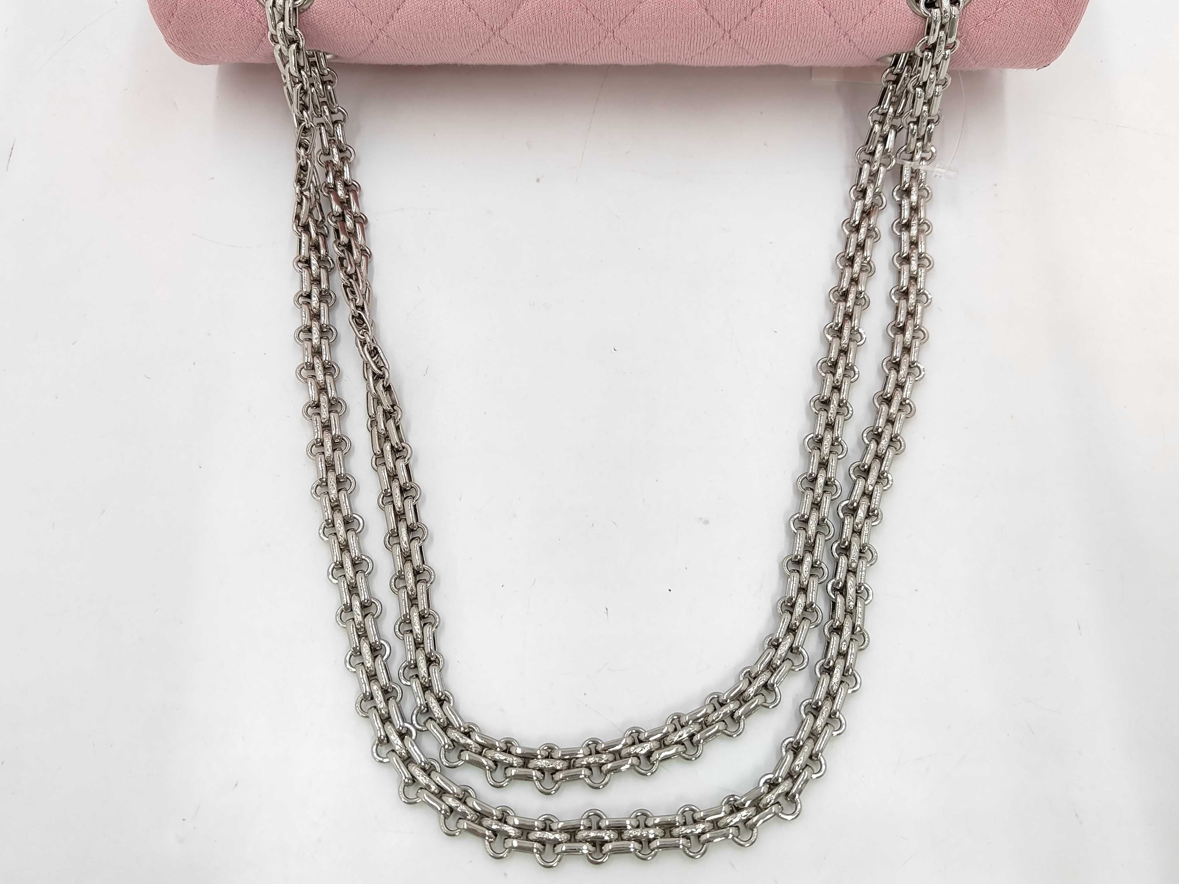 Matelassé Cotton Double Flap Pink Shoulder Bag — view 3