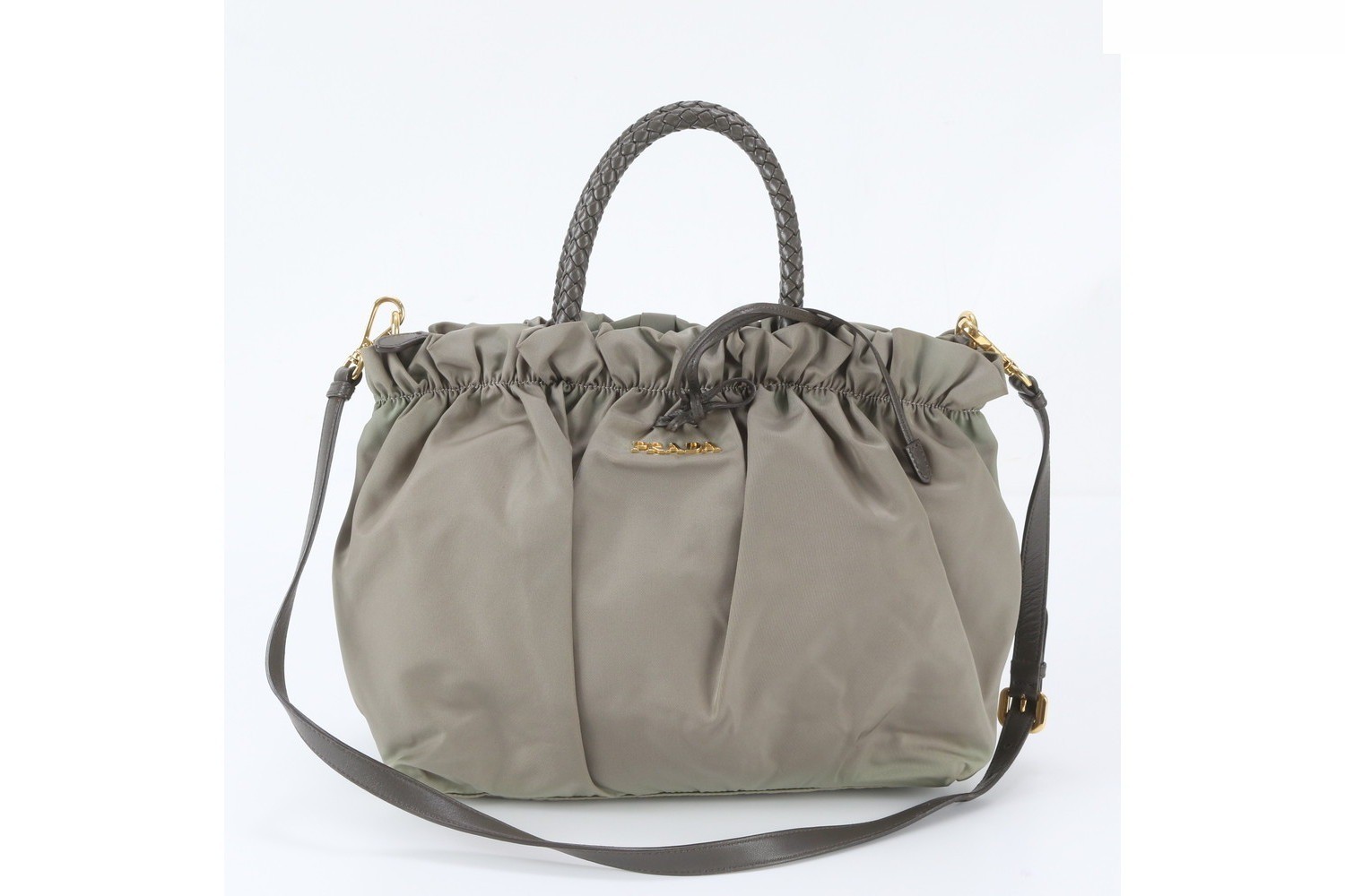 Tessuto Nylon Leather 2-Way Shoulder Bag, Crossbody Bag, Handbag
