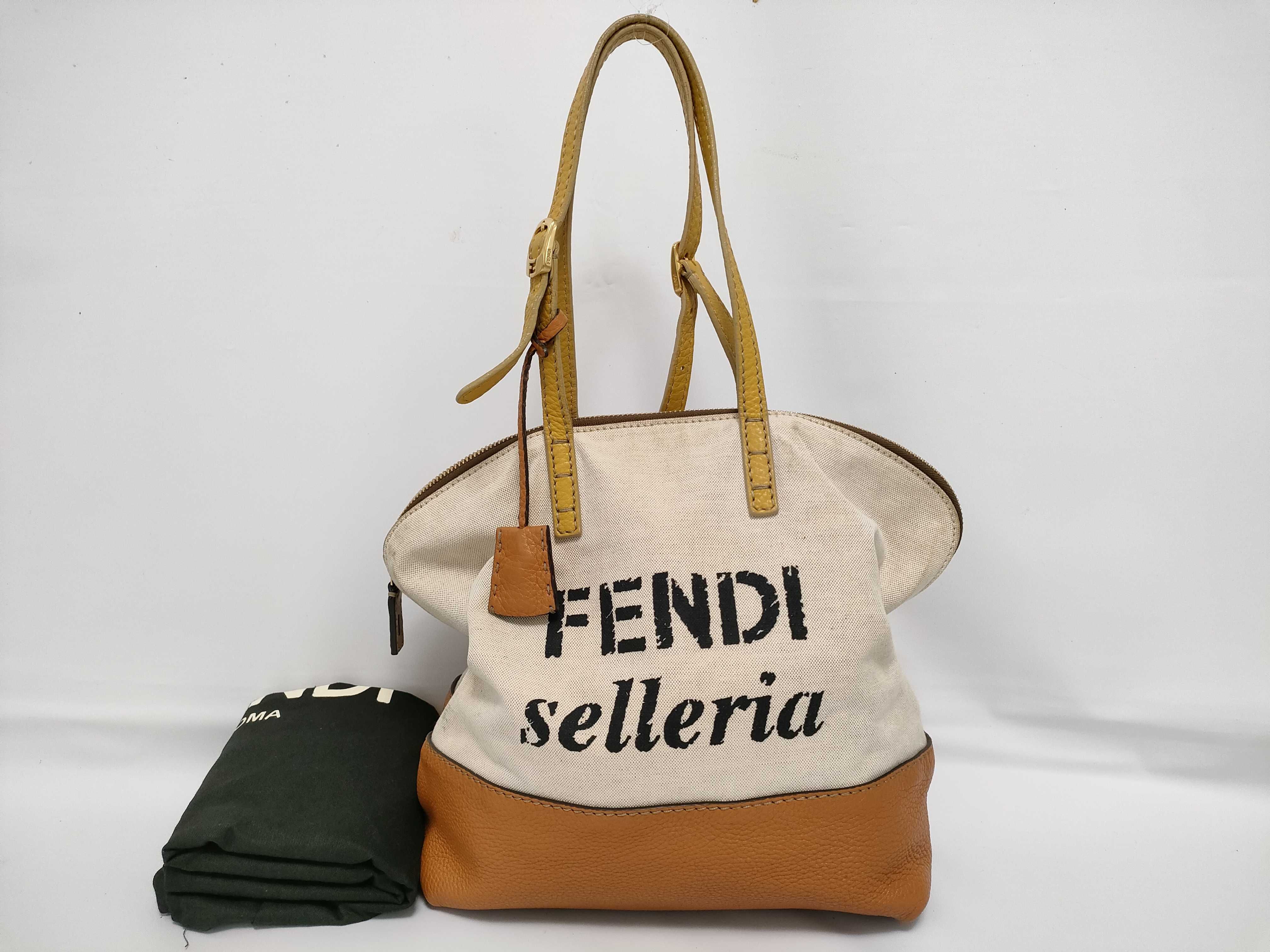 Selleria Canvas x Leather Shoulder Bag, White, 8BN232 (Shoulder Bag)