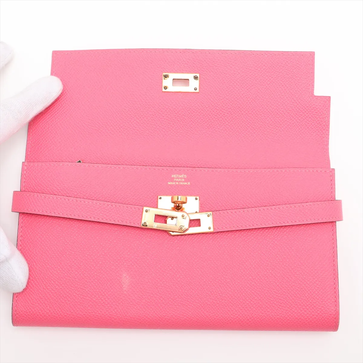 Kelly Wallet, Veau Epsom Leather, Long Wallet, Pink, Gold Hardware, X: 2016 — view 3