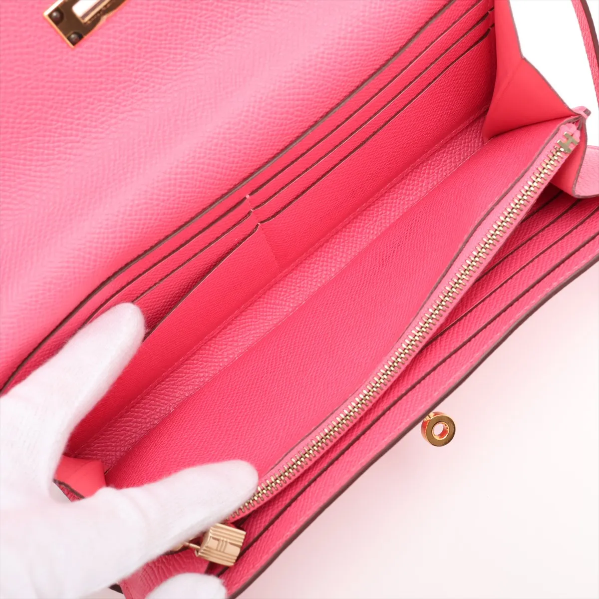 Kelly Wallet, Veau Epsom Leather, Long Wallet, Pink, Gold Hardware, X: 2016 — view 4