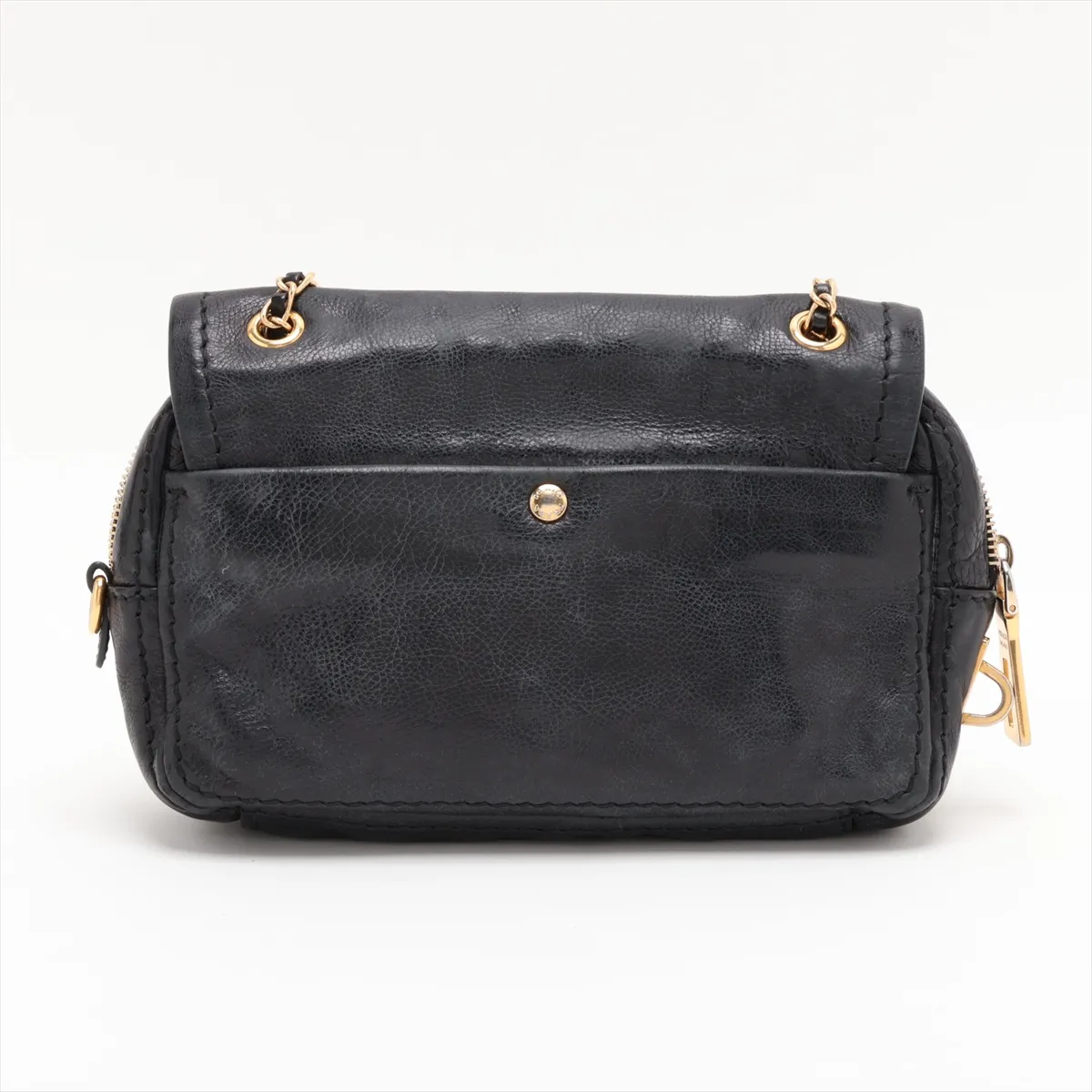 Leather Chain Shoulder Bag, Black BR4575 — view 2
