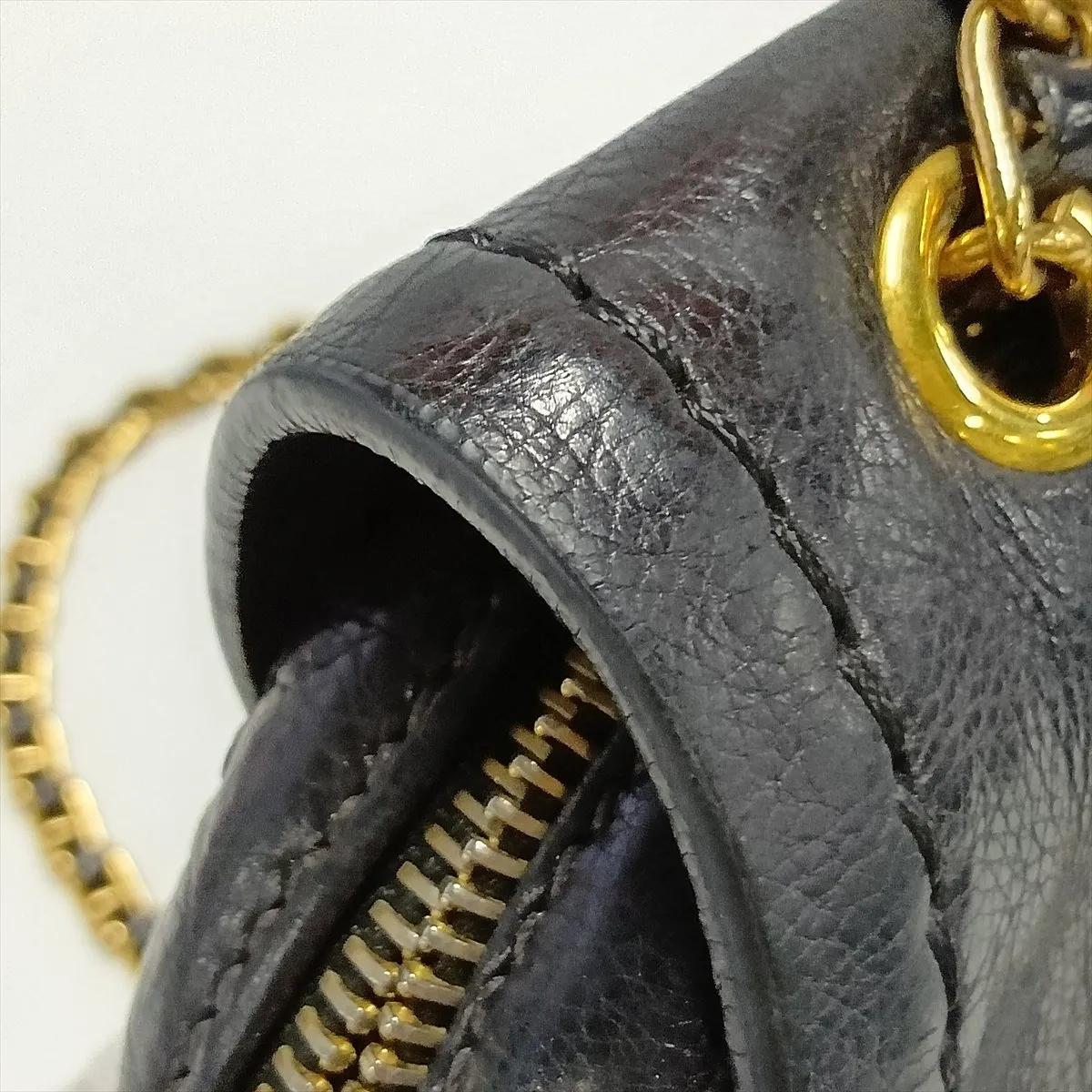 Leather Chain Shoulder Bag, Black BR4575 — view 14