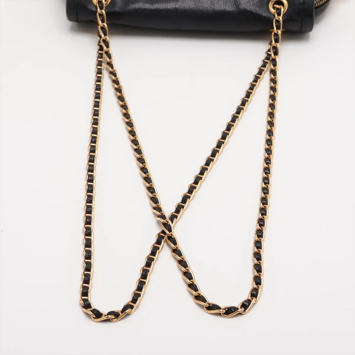 Leather Chain Shoulder Bag, Black BR4575 — view 5