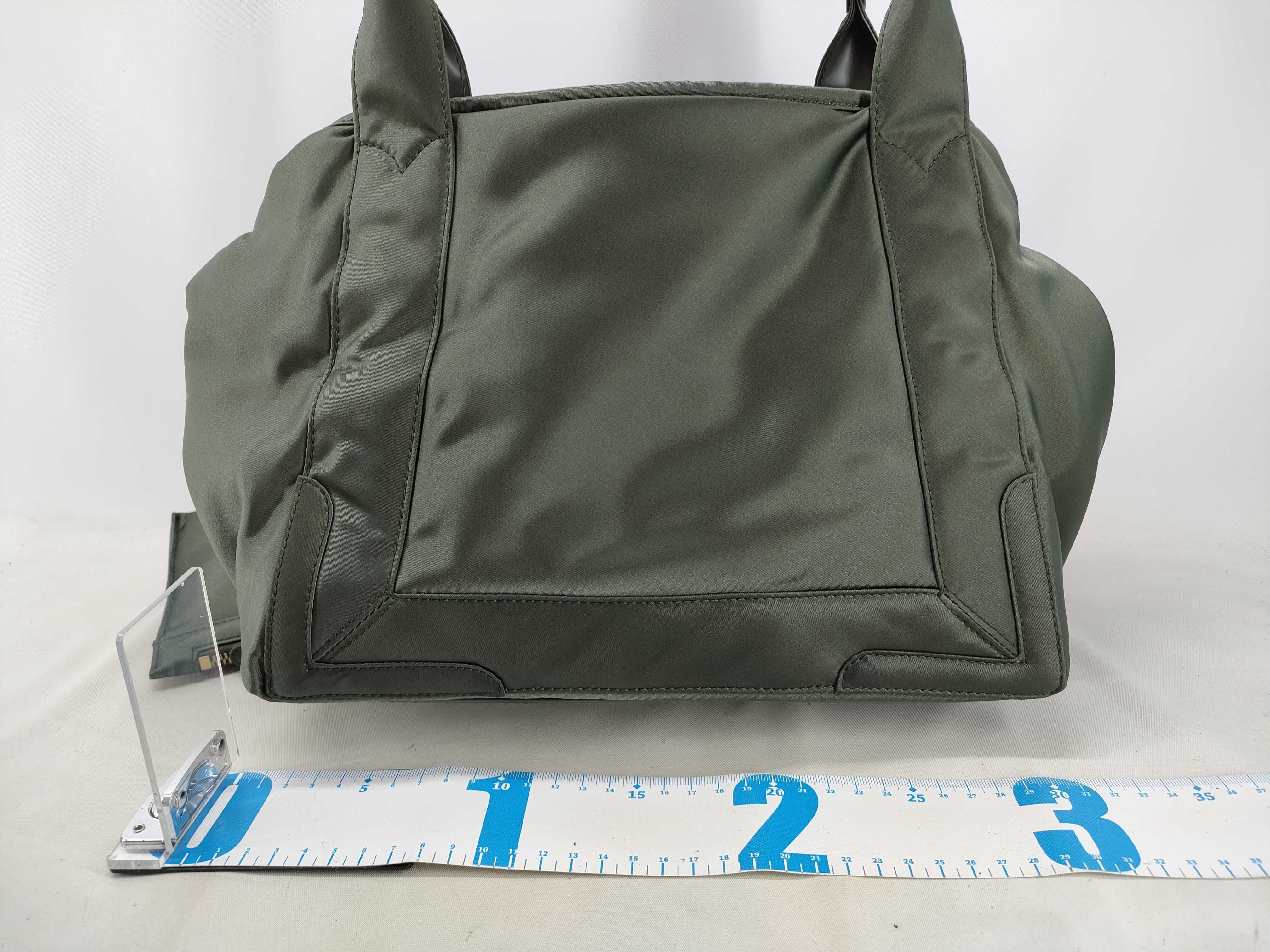 Navy Cabas Nylon Leather Tote Bag (Khaki) with Pouch and Storage Bag. — view 2