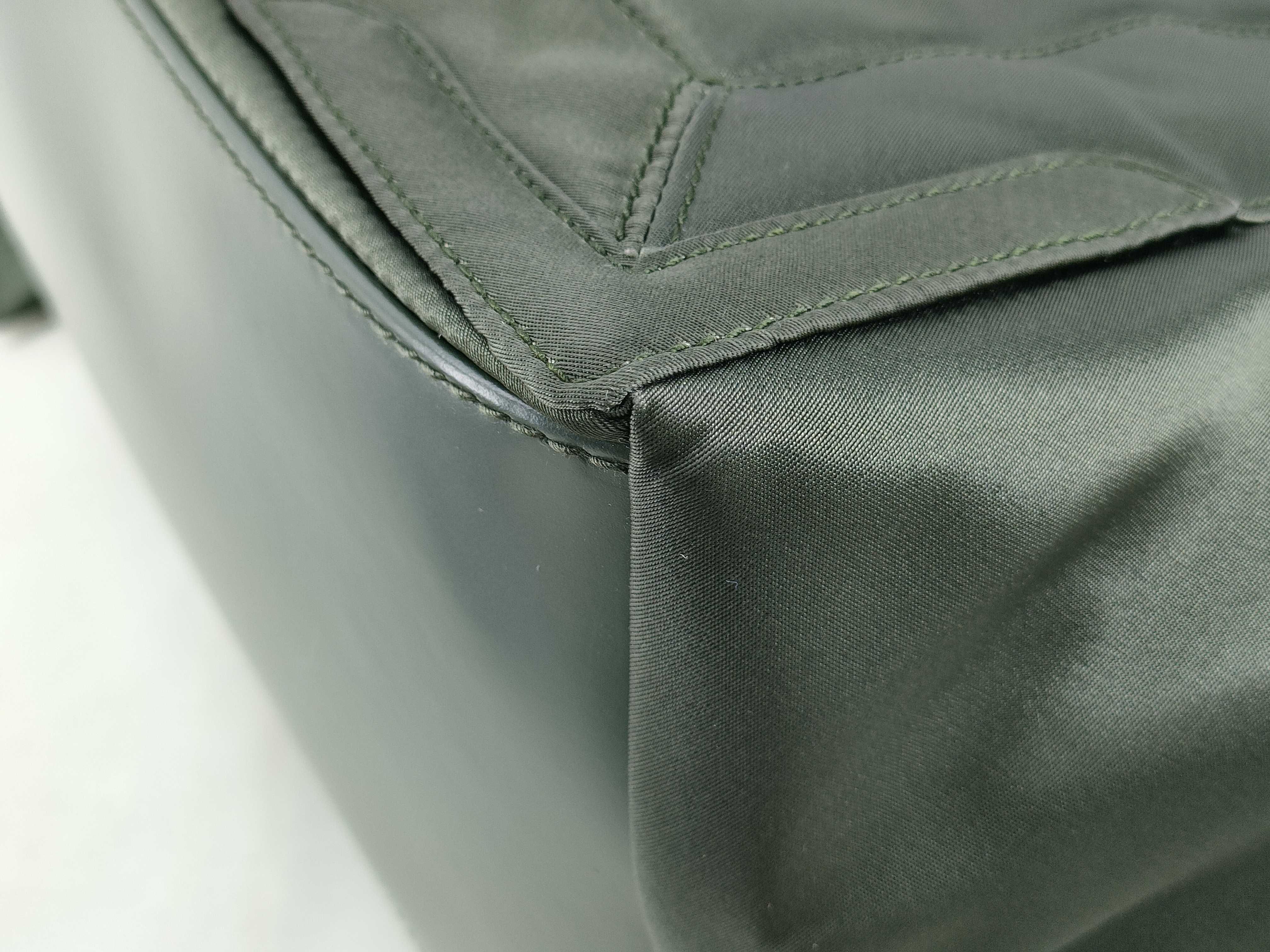 Navy Cabas Nylon Leather Tote Bag (Khaki) with Pouch and Storage Bag. — view 4