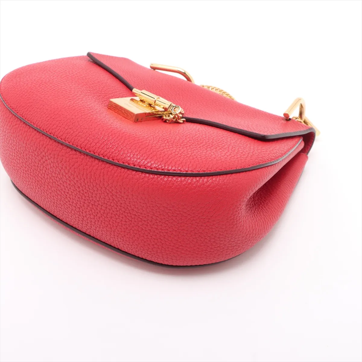 Drew Leather Chain Shoulder Bag Red — view 3