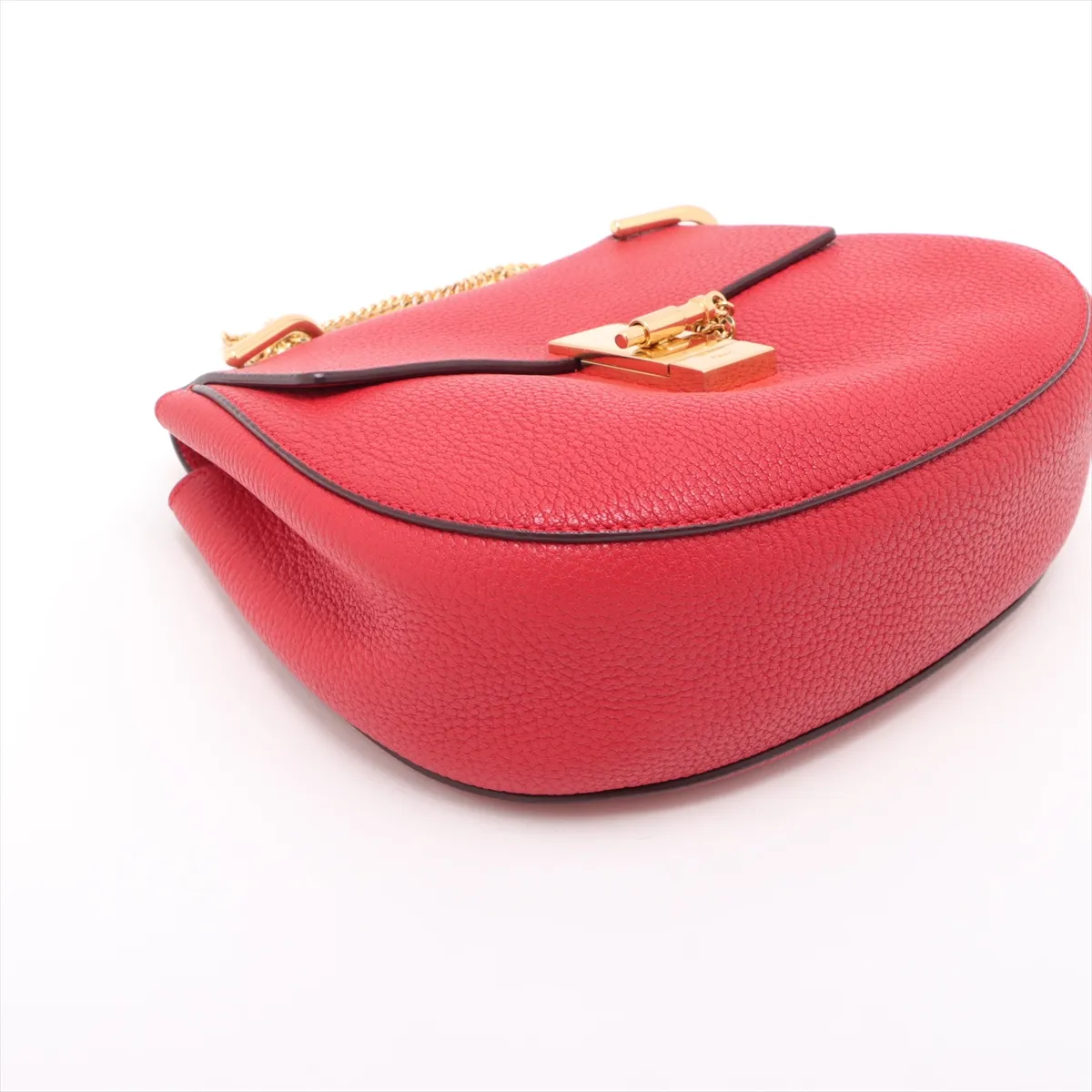 Drew Leather Chain Shoulder Bag Red — view 4