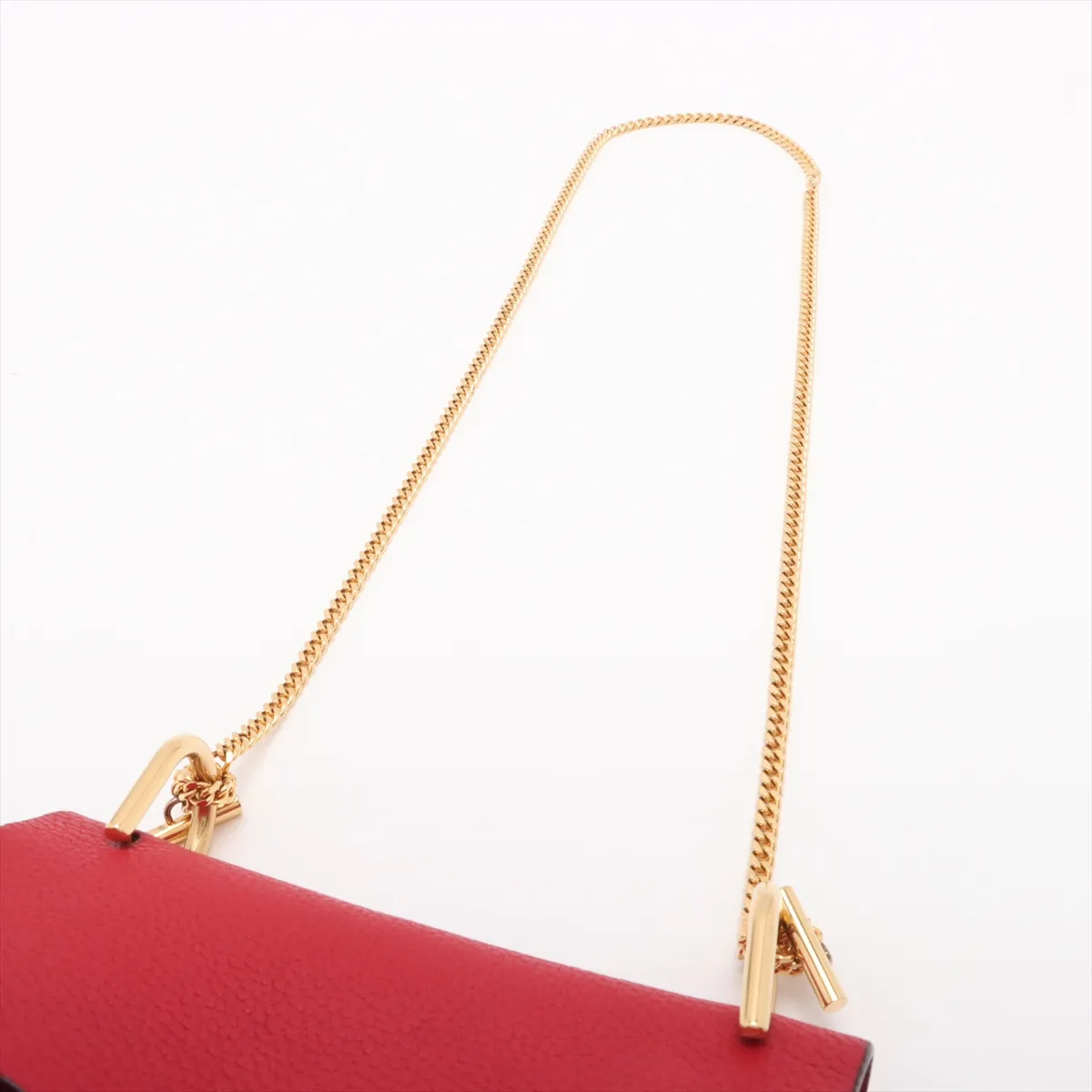 Drew Leather Chain Shoulder Bag Red — view 5