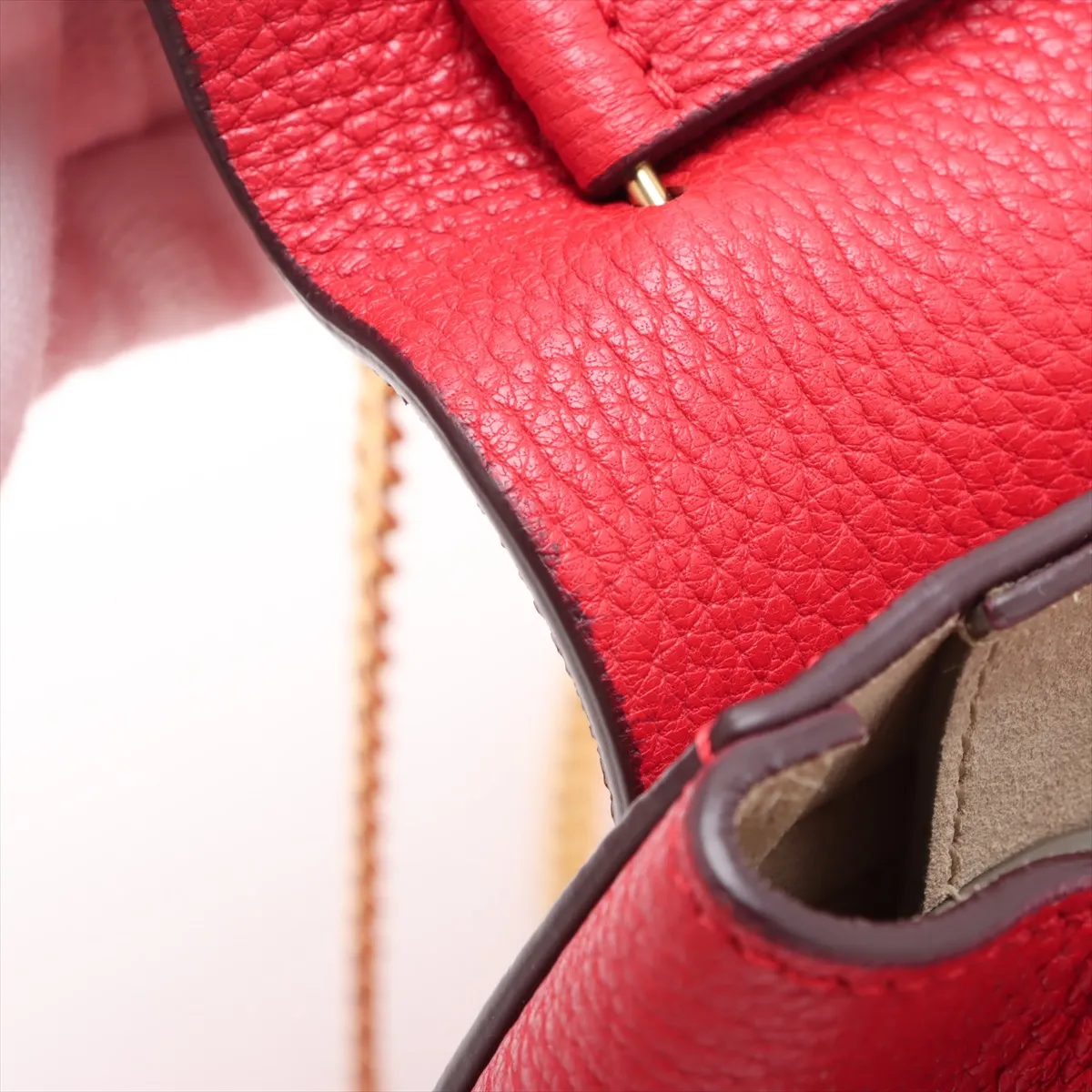 Drew Leather Chain Shoulder Bag Red — view 10