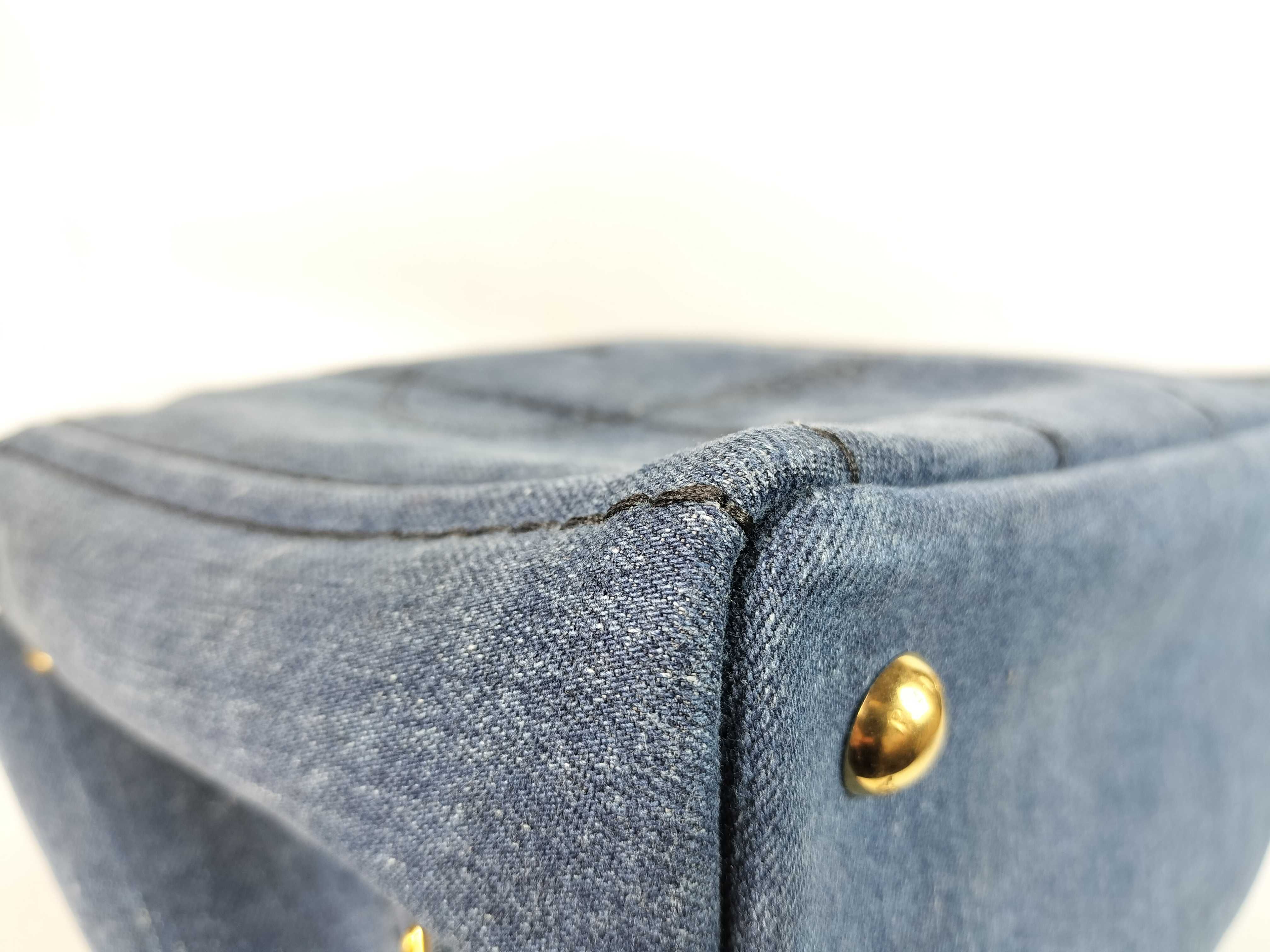 Mini Canapa Denim 2-Way Tote Bag, Blue, 1BG439 (Tote Bag) — view 5